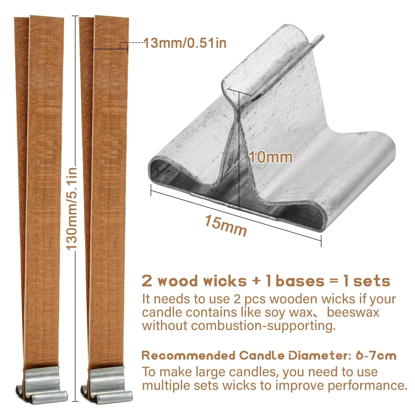 MAQIHAN 100 Wood Wicks for Candles Making - Smokeless Wooden Candle Wicks Crackling Candle Wax Wood Wick mechas para velas de cera Candle Making Wicks for Paraffin Candle Soy Wax Candlemaking(50 Sets)