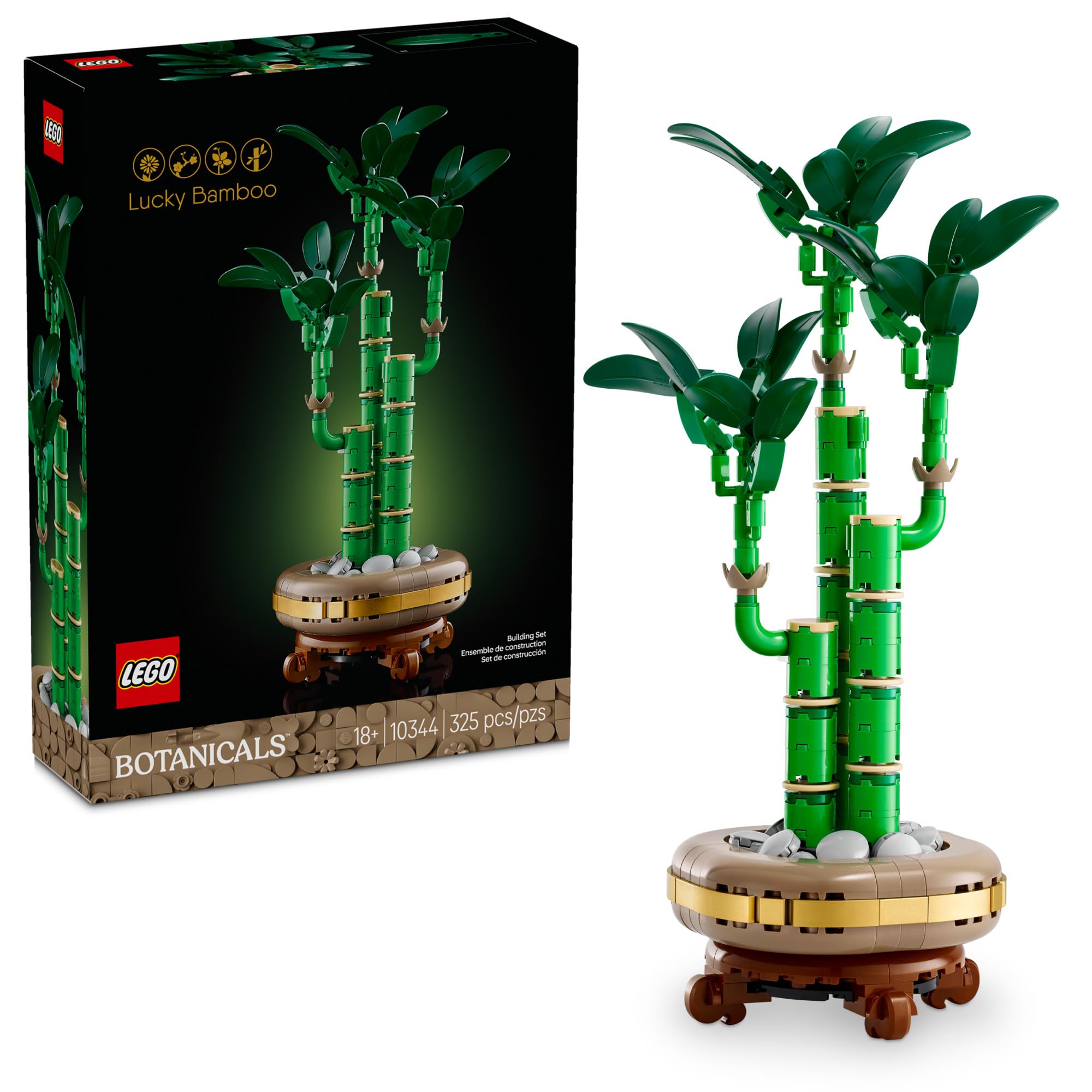 LEGO Botanicals Lucky Bamboo Building Set - Artificial Plant for Indoor Home Decor, Adults Ages 18+ - Fake Plant Decoration for Table, Desk, Office - Gift for Birthdays - 10344