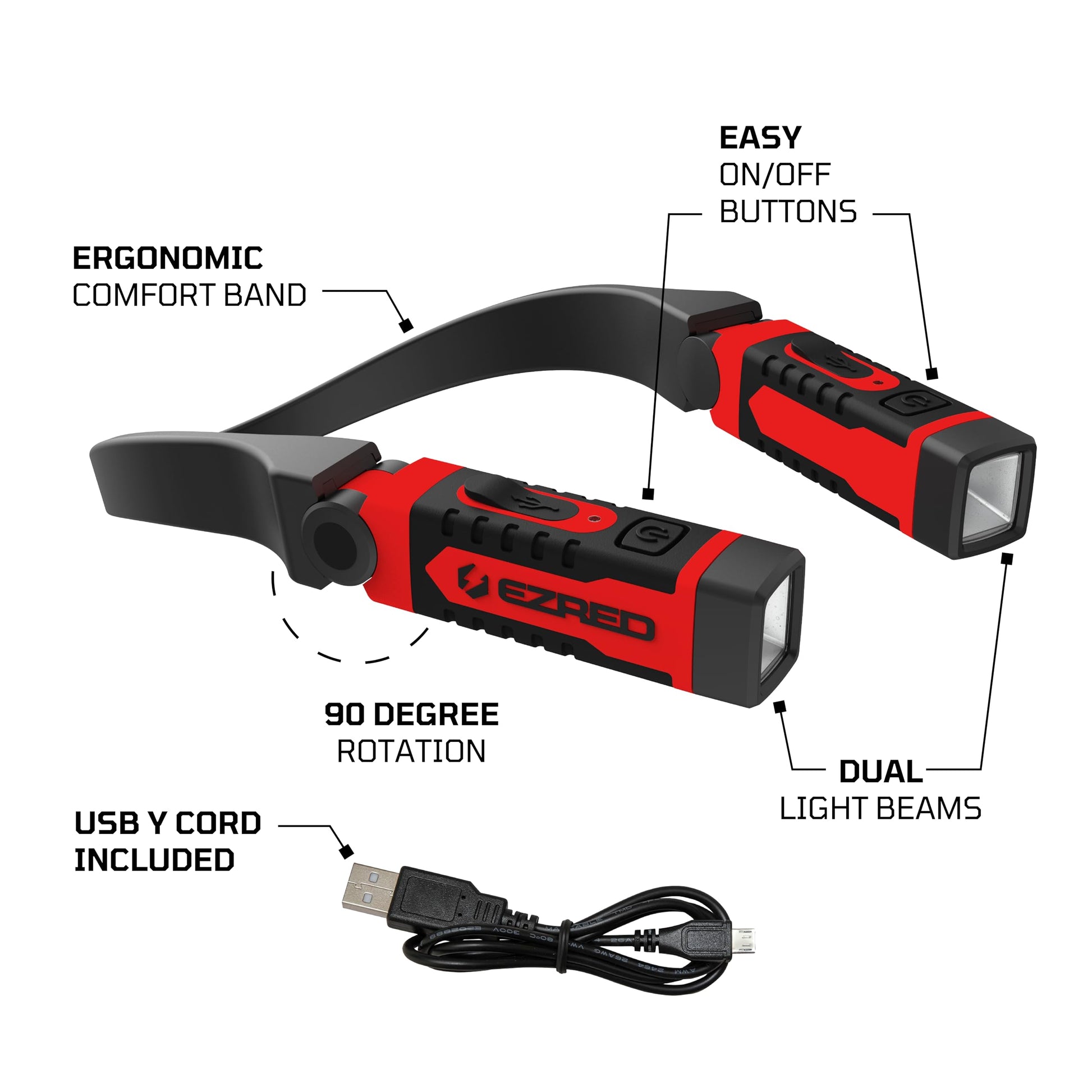 EZRED ANYWEAR Rechargeable Neck Light for Hands-Free Lighting - NK15, Perfect Light for Mechanics, Camping, Hunting, DIY Projects, Reading