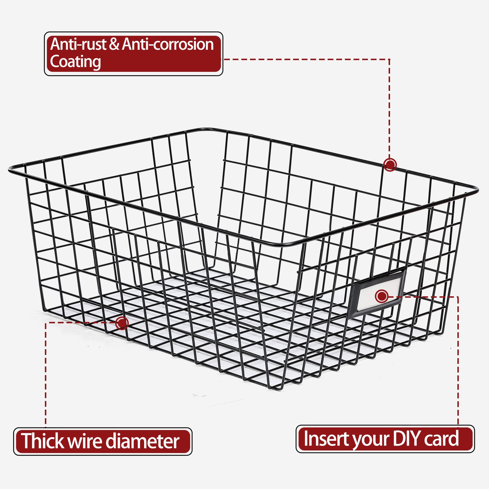 6 Pack Wire Baskets for Pantry Organization and Storage, Kitchen Organizer, 2 XXLarge & 2 XLarge & 2 Large