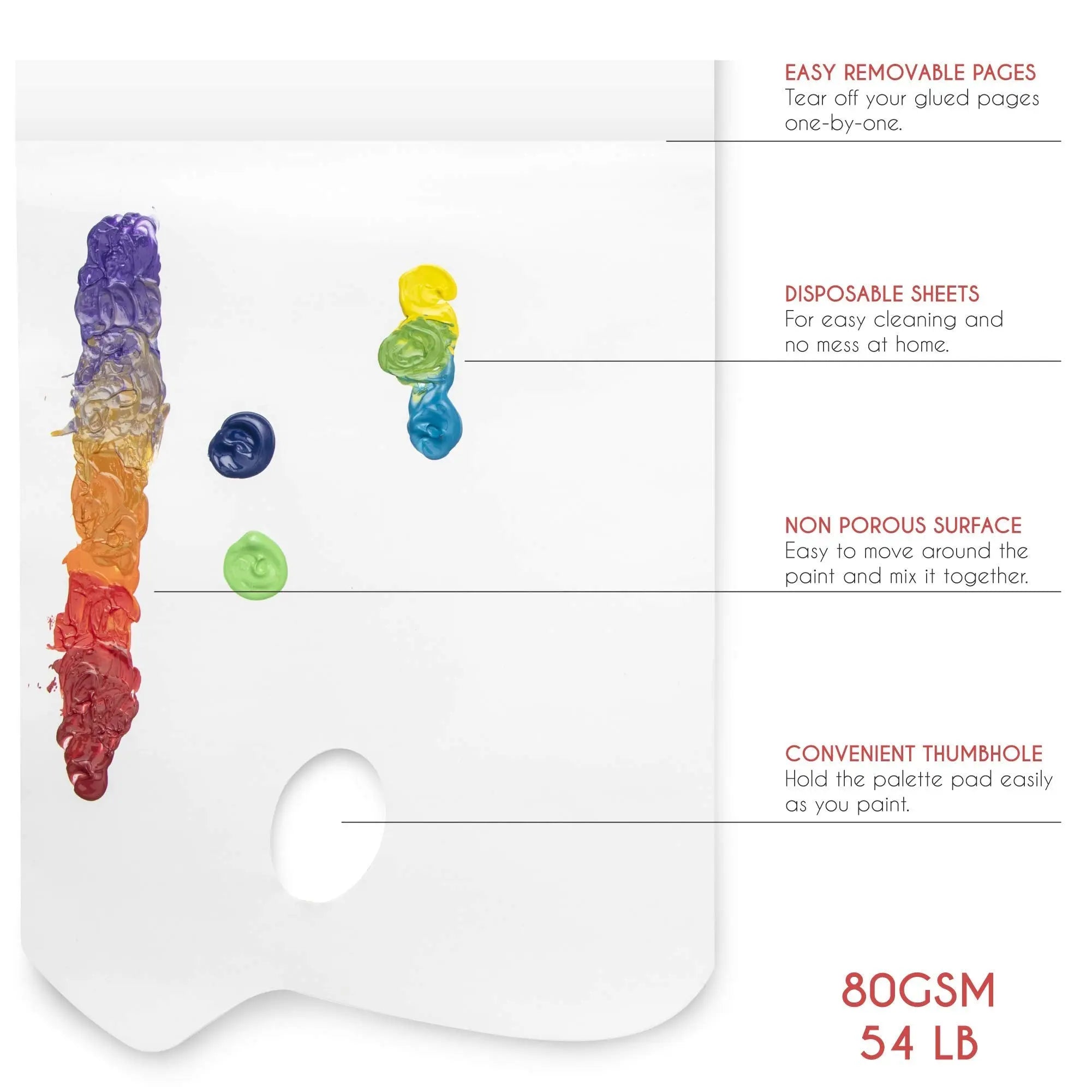 Zenacolor - Paper Palette Pad - 50 Removable and Disposable Sheets for Painters - 80gsm, 24lb - Paint Mixing Palette for All Paints (Oil, Acrylic, Watercolor,...)