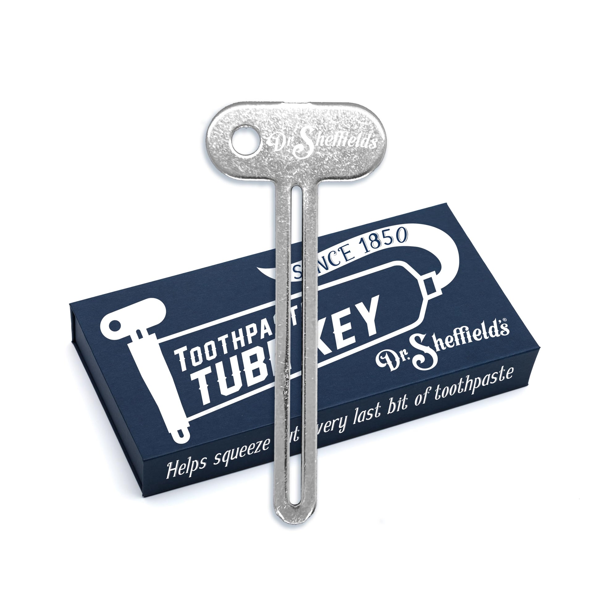 Dr. Sheffield's Aluminum Tube Key I Designed to effortlessly roll up Your Toothpaste Tubes, ensuring You Never Waste a Single Drop.