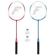 Franklin Sports Badminton Racket + Birdie Set - Replacement Badminton Equipment for Kids + Adults - 2 Player Badminton Racket Set, Red/ White/ Blue