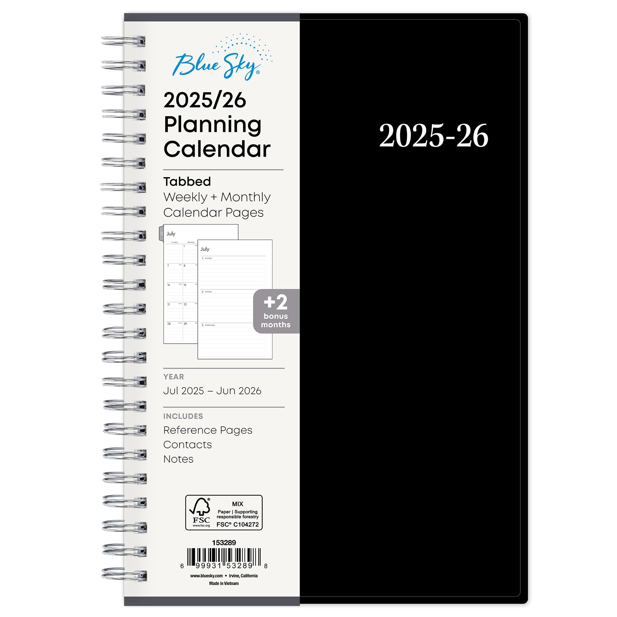 Blue Sky 2025-2026 Weekly and Monthly Academic Year Planner Calendar, July 2025 - June 2026, 5" x 8", Flexible Cover, Wirebound, Laminated Tabs, Enterprise (Enterprise 2025-2026, 5" x 8")
