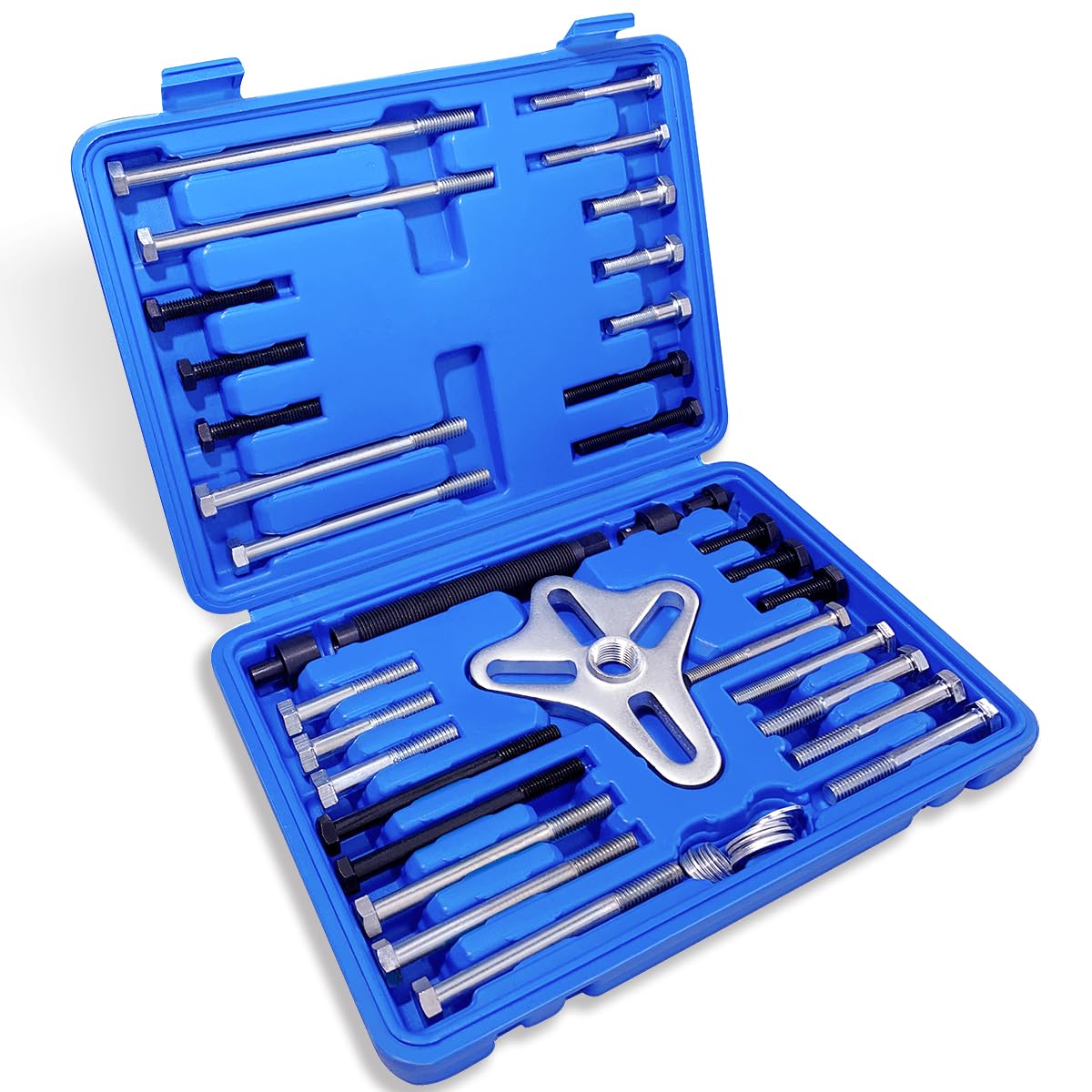 Thorstone 46pcs Harmonic Balancer Puller Set, Steering Wheel Flywheel Crankshaft Pulley Puller