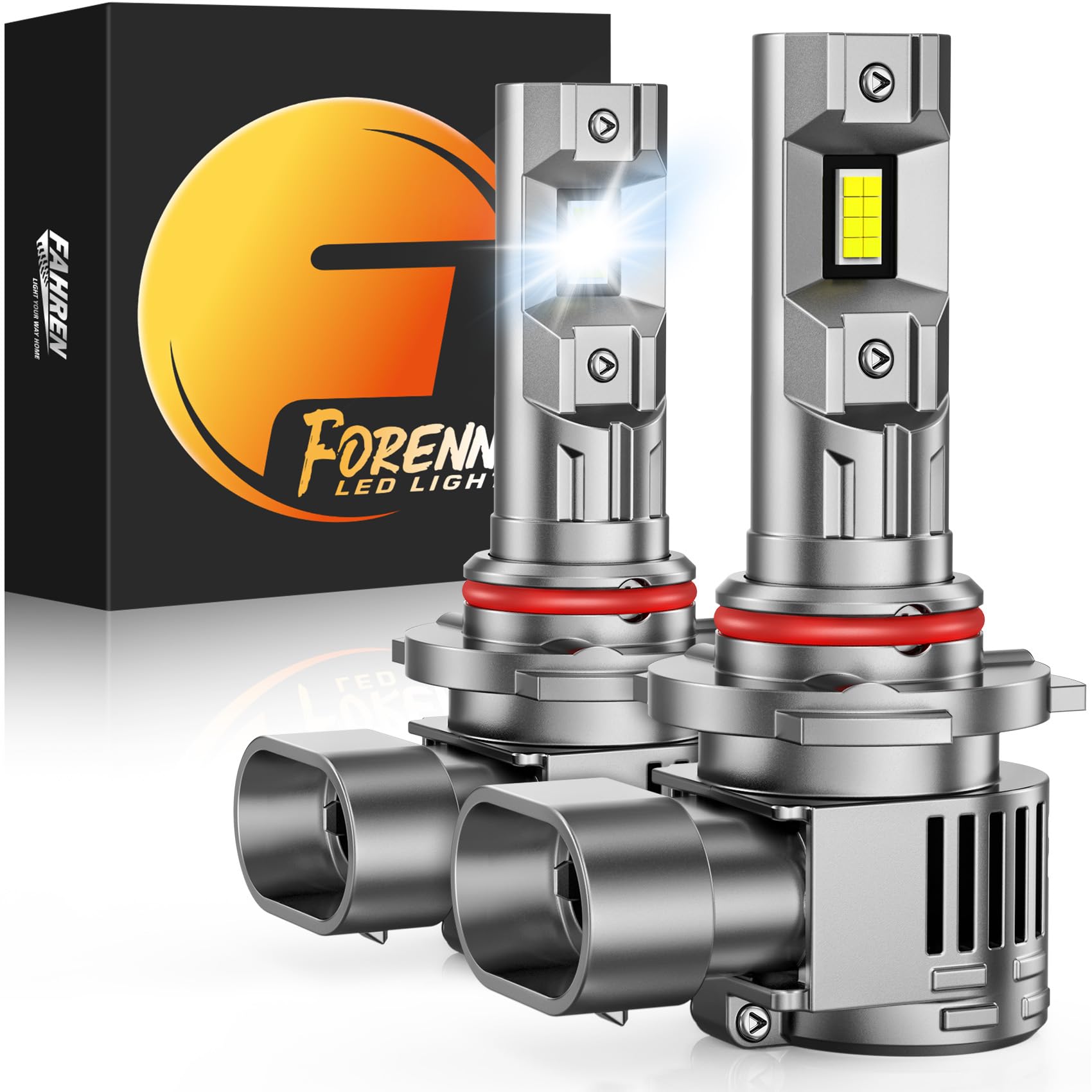 Fahren New 9012 Bulb, 𝟱𝟬𝟬𝟬𝟬 𝐋𝐮𝐦𝐞𝐧𝐬 𝟭𝟬𝟬𝟬% Ultra-Brighter, 1:1 Size Hir2 Driving Light, 60000HRS+ Lifespan, IP68 Plug and Play, Pack of 2