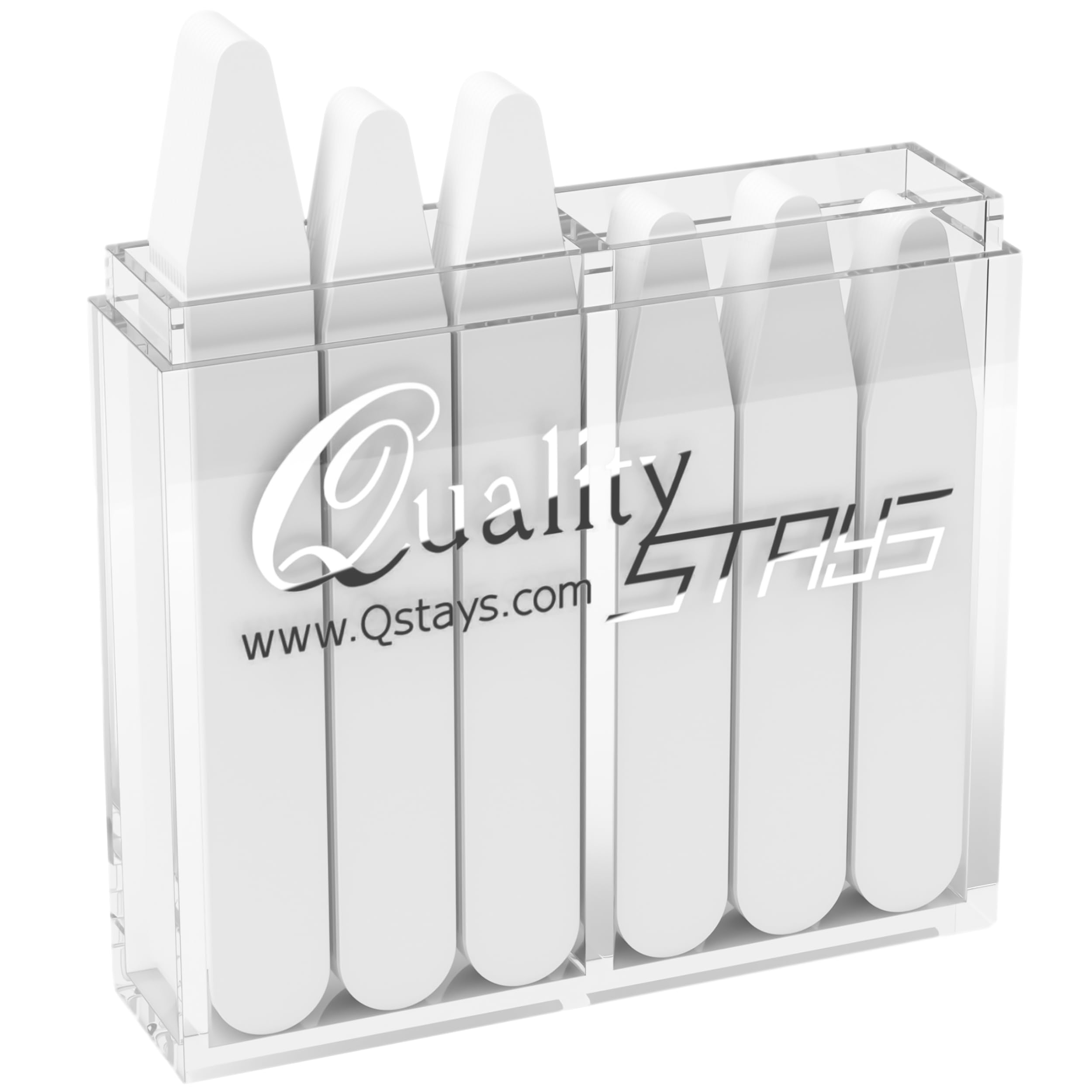 60 Plastic Collar Stays for Men's Dress Shirts with Storage Holder - 4 Assorted Sizes