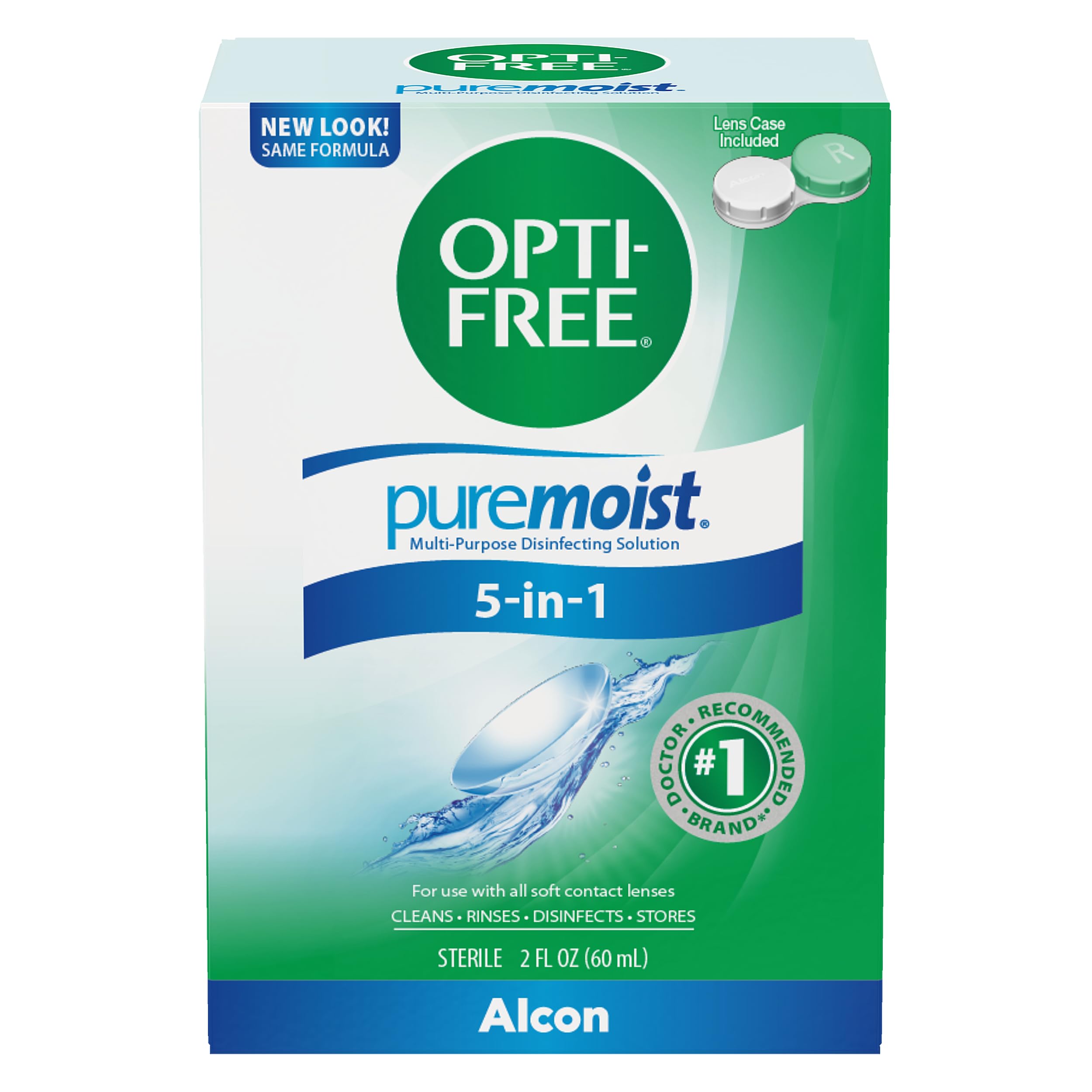 Opti-Free Puremoist Multi-Purpose Contact Lens Cleaning and Disinfecting Solution with Lens Case, 2 Fl Oz (Pack of 1)