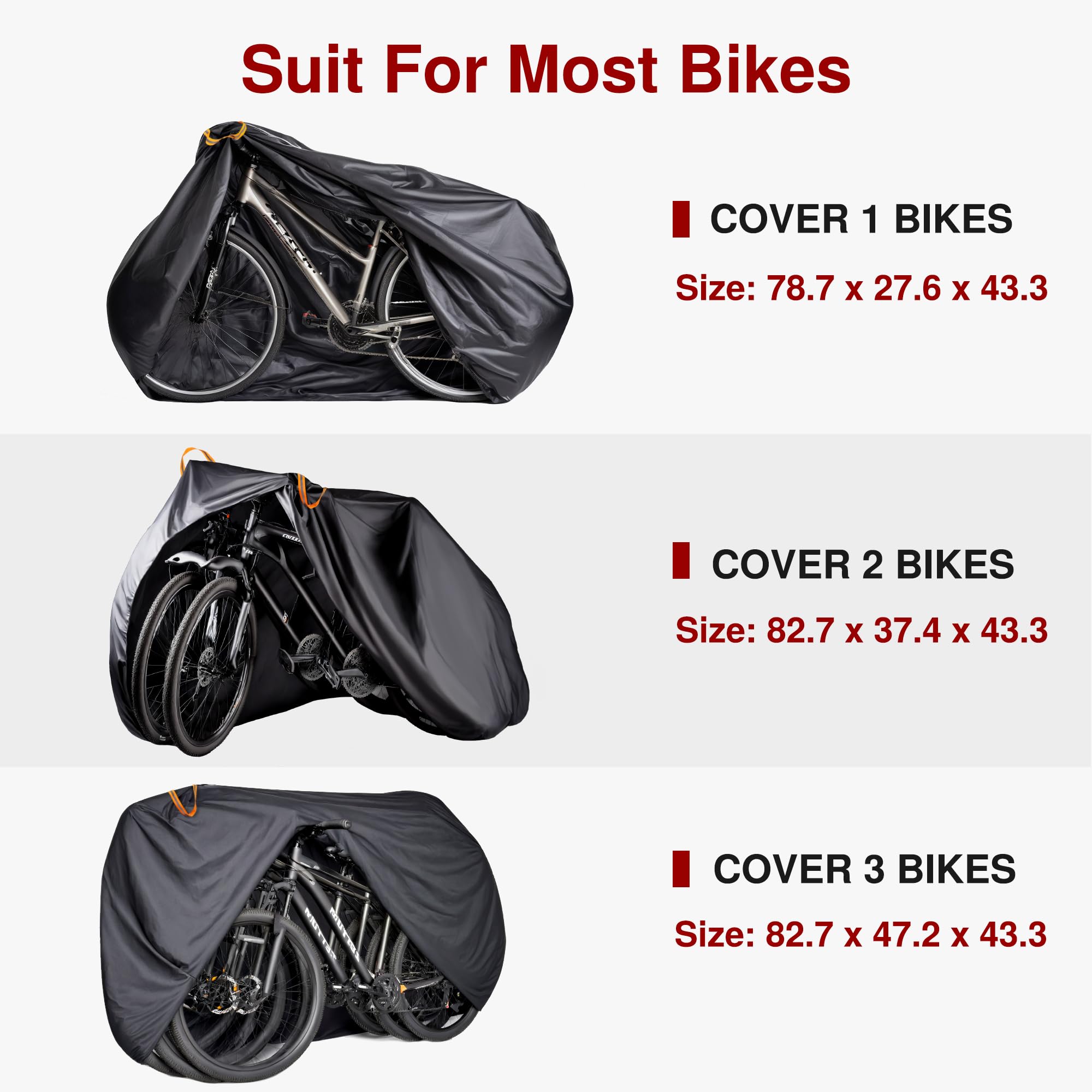 Puroma Bike Cover for 1 bike, Outdoor Waterproof Bicycle Covers Rain Sun UV Dust Wind Proof with Lock Hole for Mountain Road Electric Bike (Basic Black)