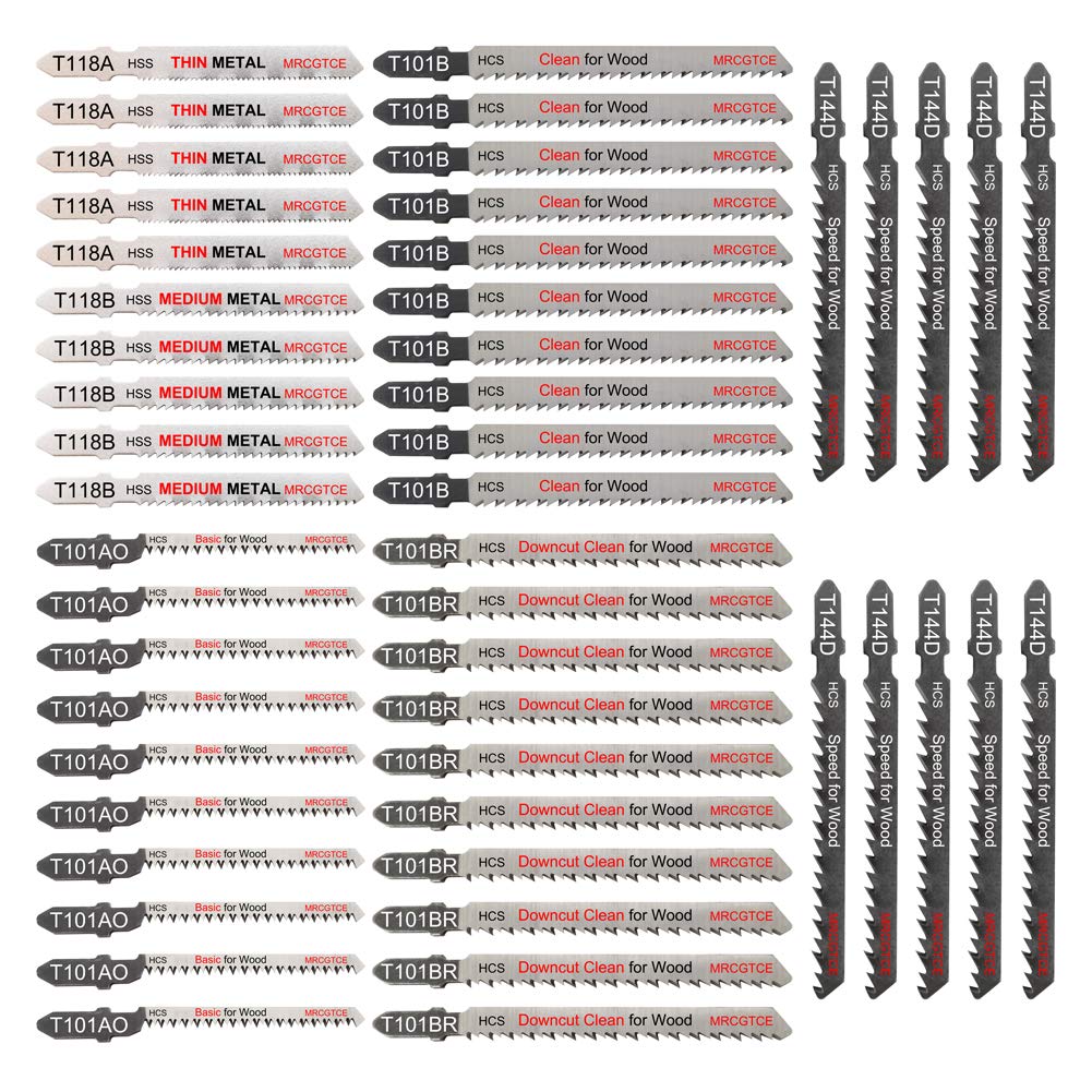 50-teiliges Stichsägeblatt-Set für Handwerker mit Aufbewahrungskoffer, verschiedene T-Schaft-Stichsägeblätter zum Schneiden von Holz, Kunststoff und Metall (T118A,T118B,T101AO,T101B,T101BR,T144D)