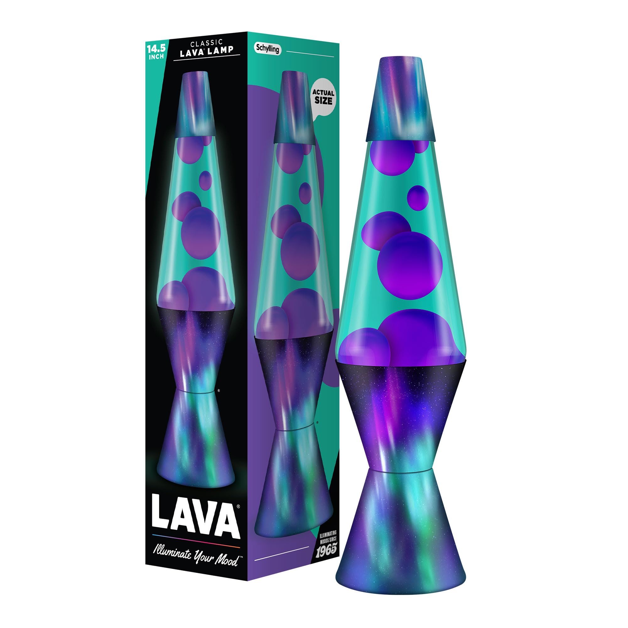 Die Original Lavalampe – 14.5" Aurora Borealis – Klassische Flüssigkeitsbewegungslampe – Lila Wachs und Blaue Flüssigkeit – Artikel #2047 (Exklusiv bei Amazon)