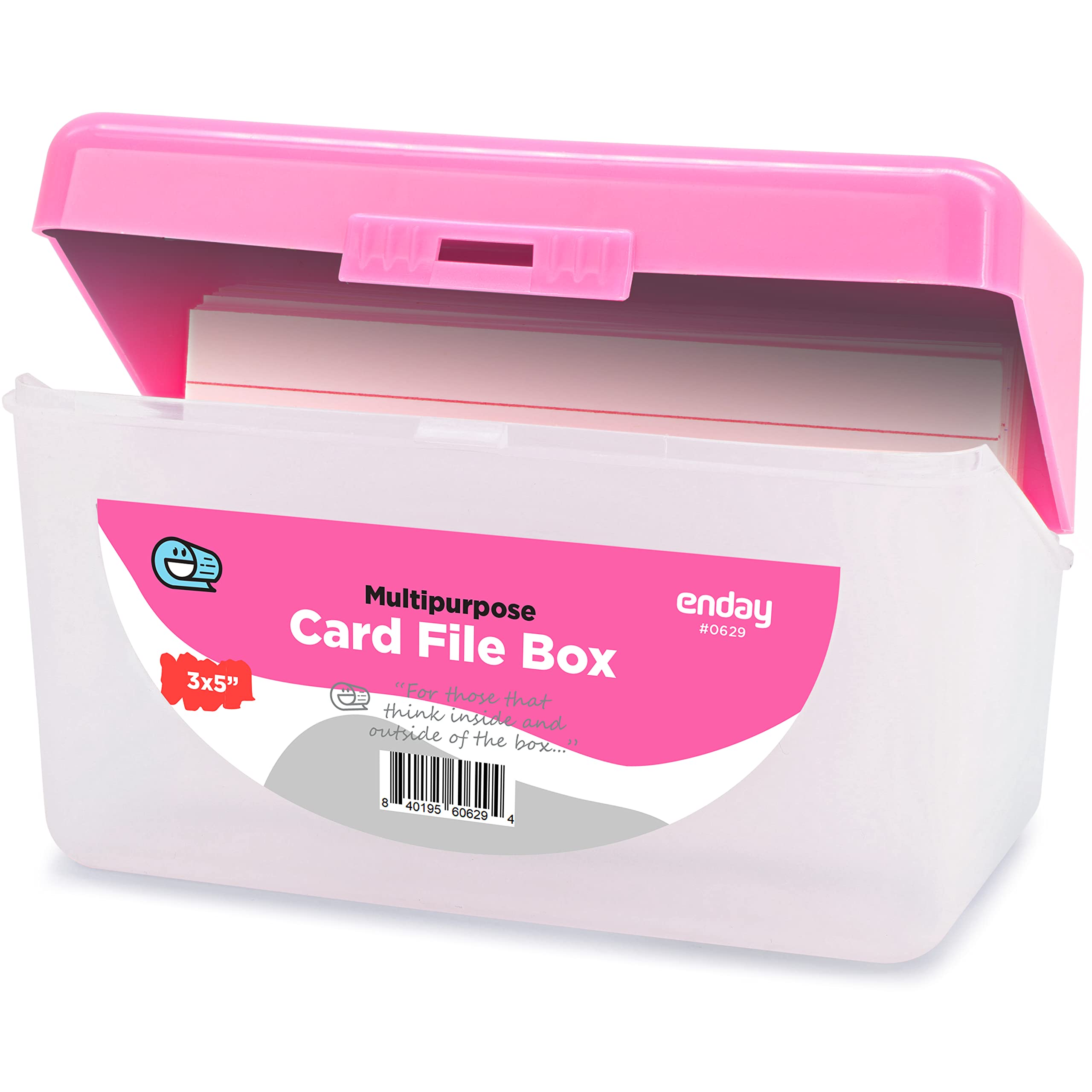 Enday Index Card Holder Pink, 3x5 Note Flash Card Organizer Case, Index Card File w/flip top, Notecard Recipe, Holder, Holds 250 Cards, Also Available in Purple, Red, Green, Blue, Grey (1 PC)