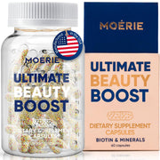 Moerie Ultimate Hair Boost Supplement for Women & Men - Hair, Skin, Nails Vitamins with Biotin & Minerals for Hair Health - Thicker Hair - 60 Capsules