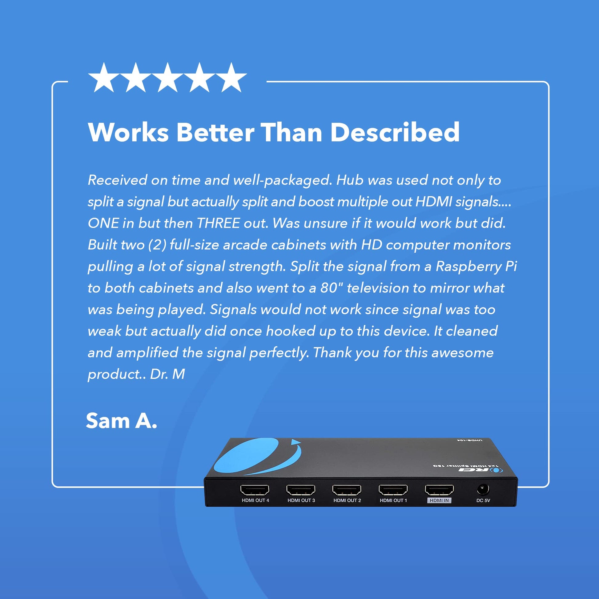 OREI UltraHD 4K @ 60 Hz 1 X 4 HDMI Splitter 1 in 4 Out 4 Port 4: 8-Bit - HDMI 2.0, HDCP 2.0, 18 Gbps, EDID, Duplicate / Mirror 4K Screens - UHDS-104