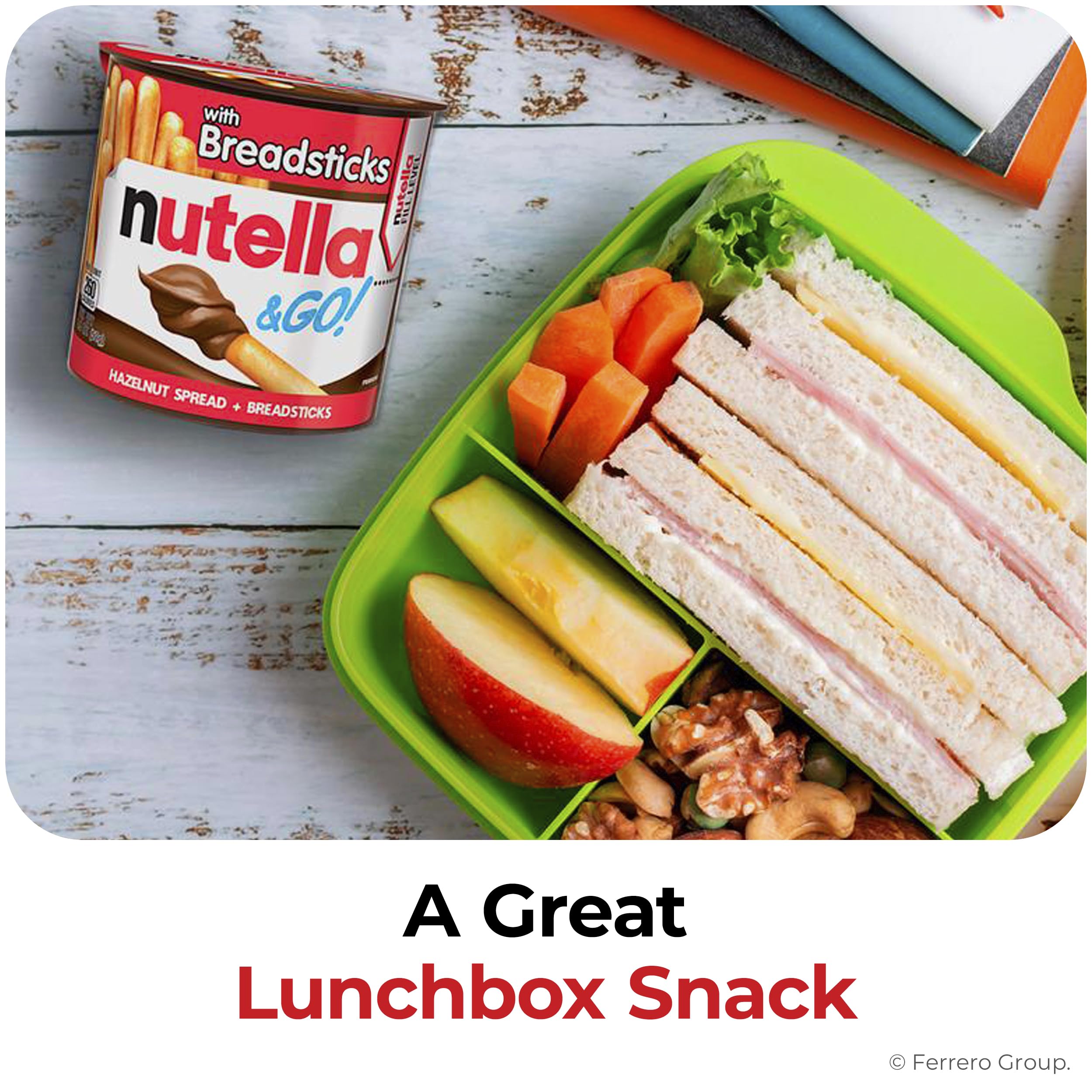 Nutella & GO! Bulk 12 Pack, Hazelnut and Cocoa Spread with Breadsticks, Stocking Stuffers, Snack Cups, 1.8 oz Each​