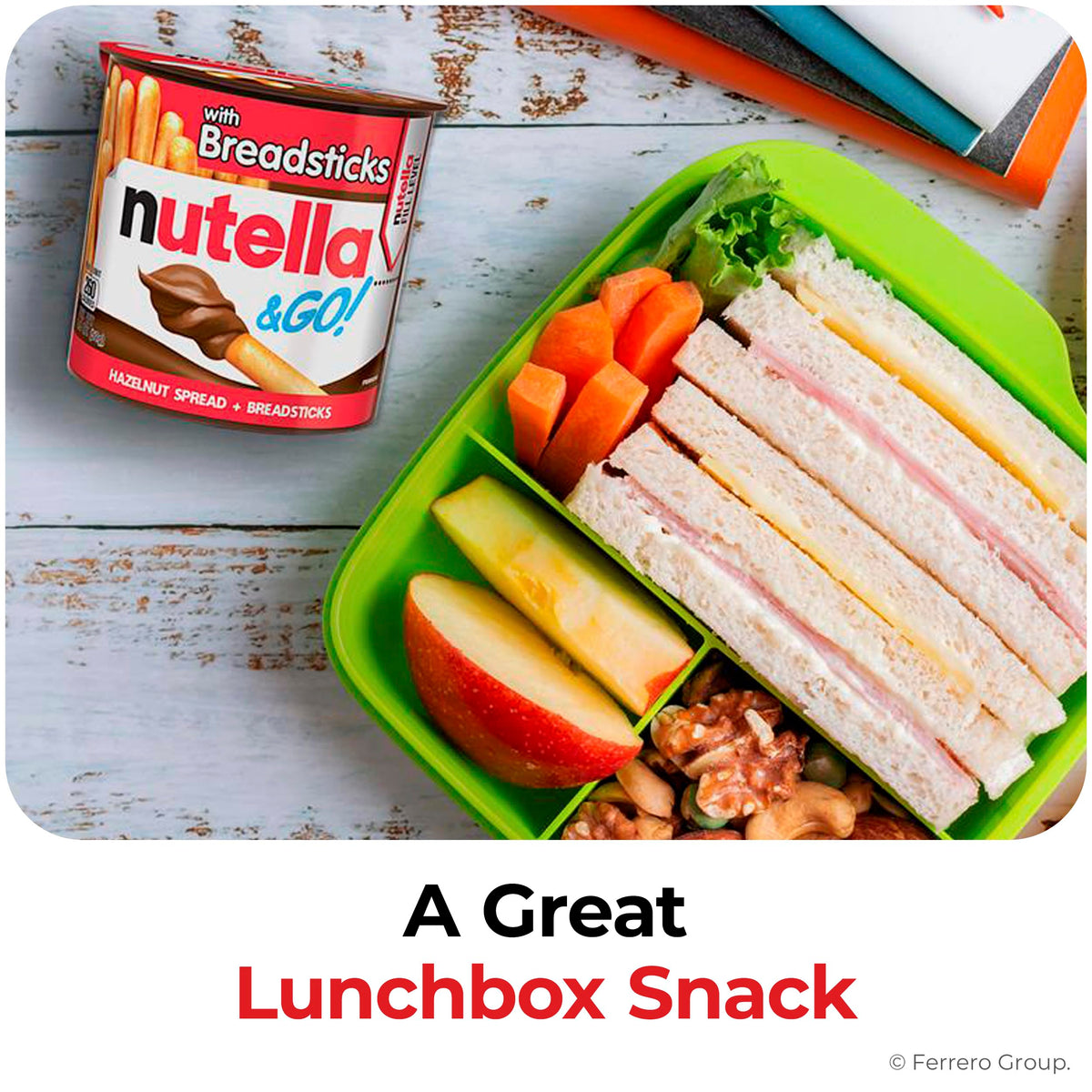Nutella & GO! Bulk 24 Pack, Hazelnut and Cocoa Spread with Breadsticks, Stocking Stuffers, Snack Cups, 1.8 oz Each