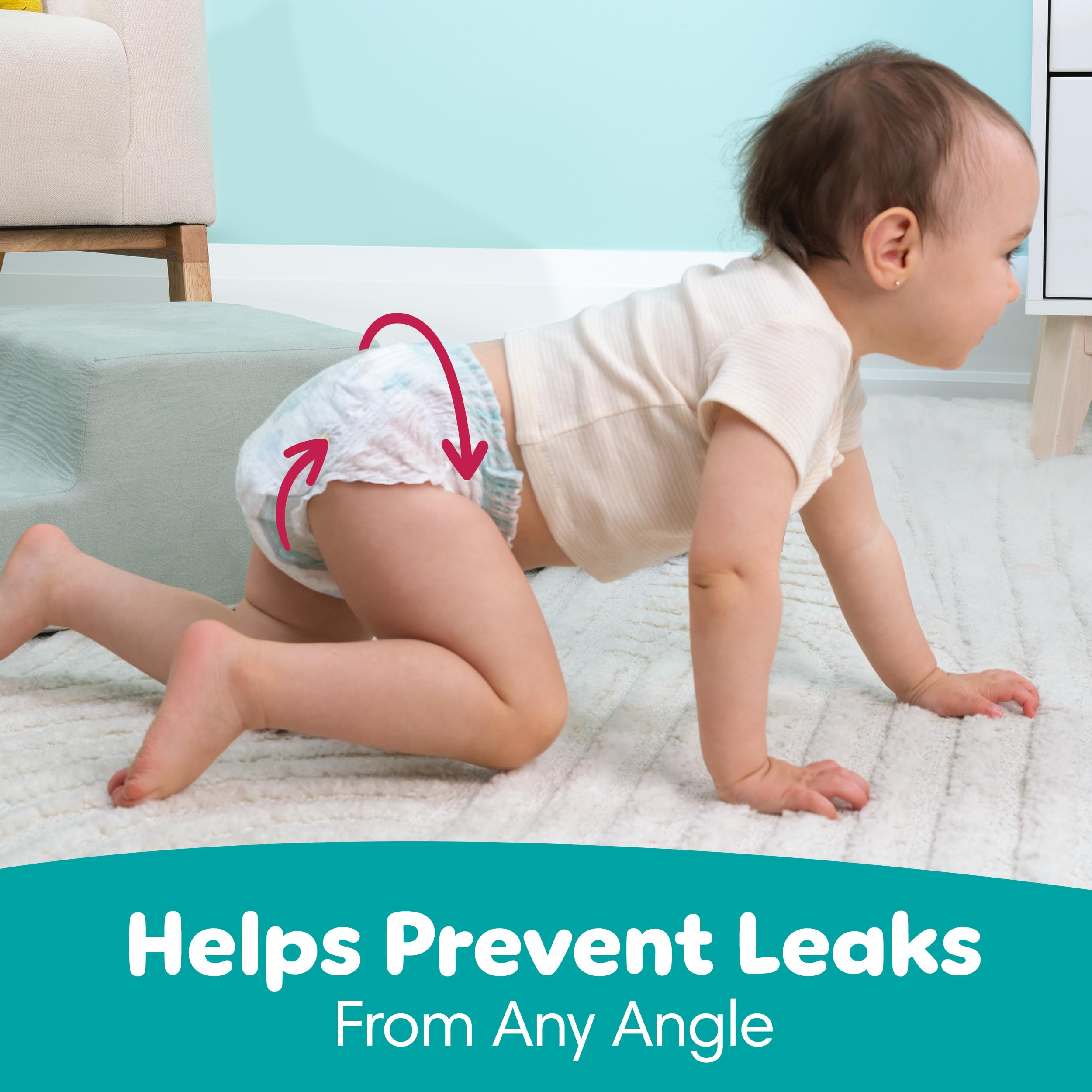 Pampers Diapers - Swaddlers 360 degrees - Size 5, 116 Count, up to 100% Leakproof Comfy Dry Fit, Designed for Easy Changes, Pull On Baby Diaper (Packaging May Vary)