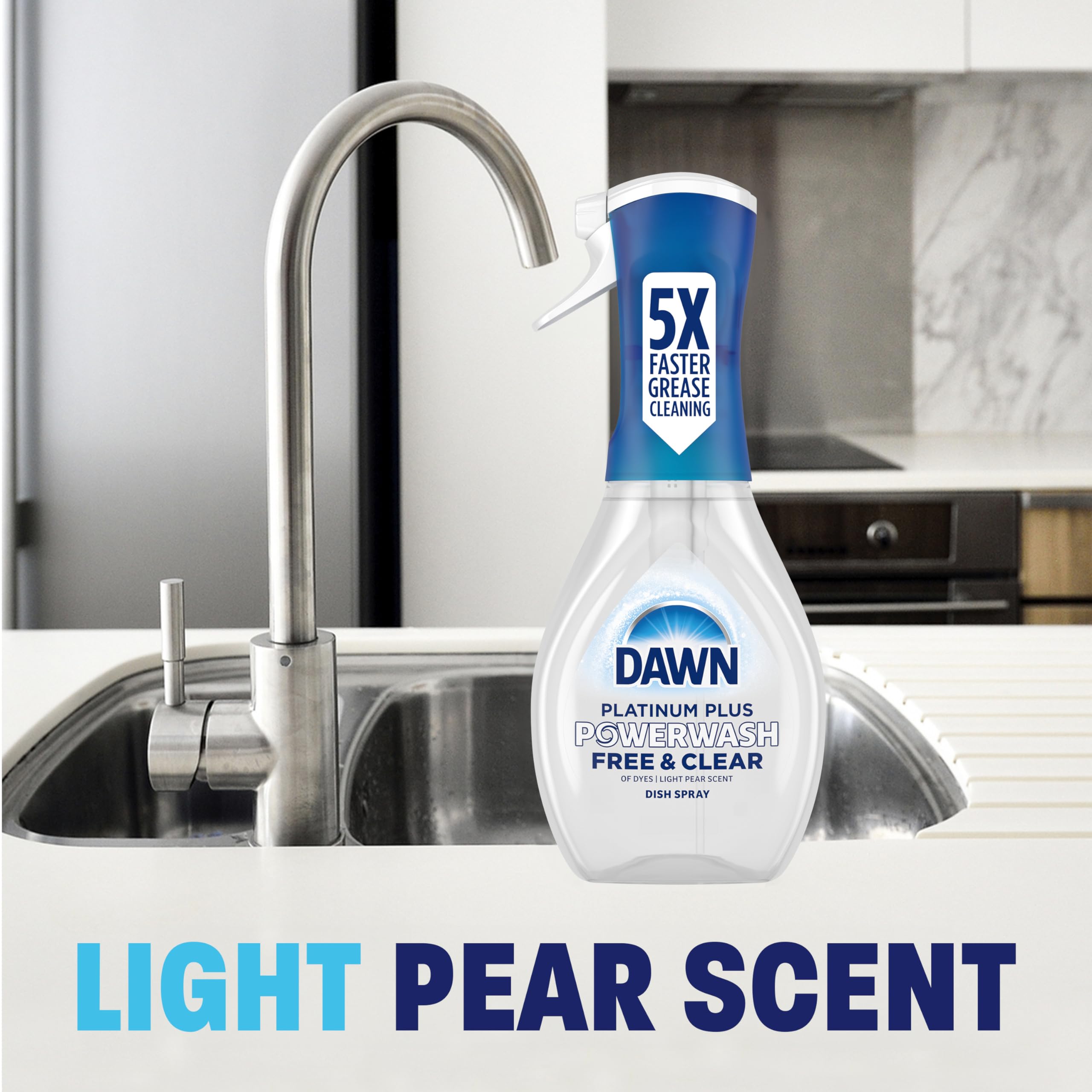 Dawn Free & Clear Powerwash Dish Spray, Dish Soap, Pear Scent Refill, 16 Fl oz (6 Pack)