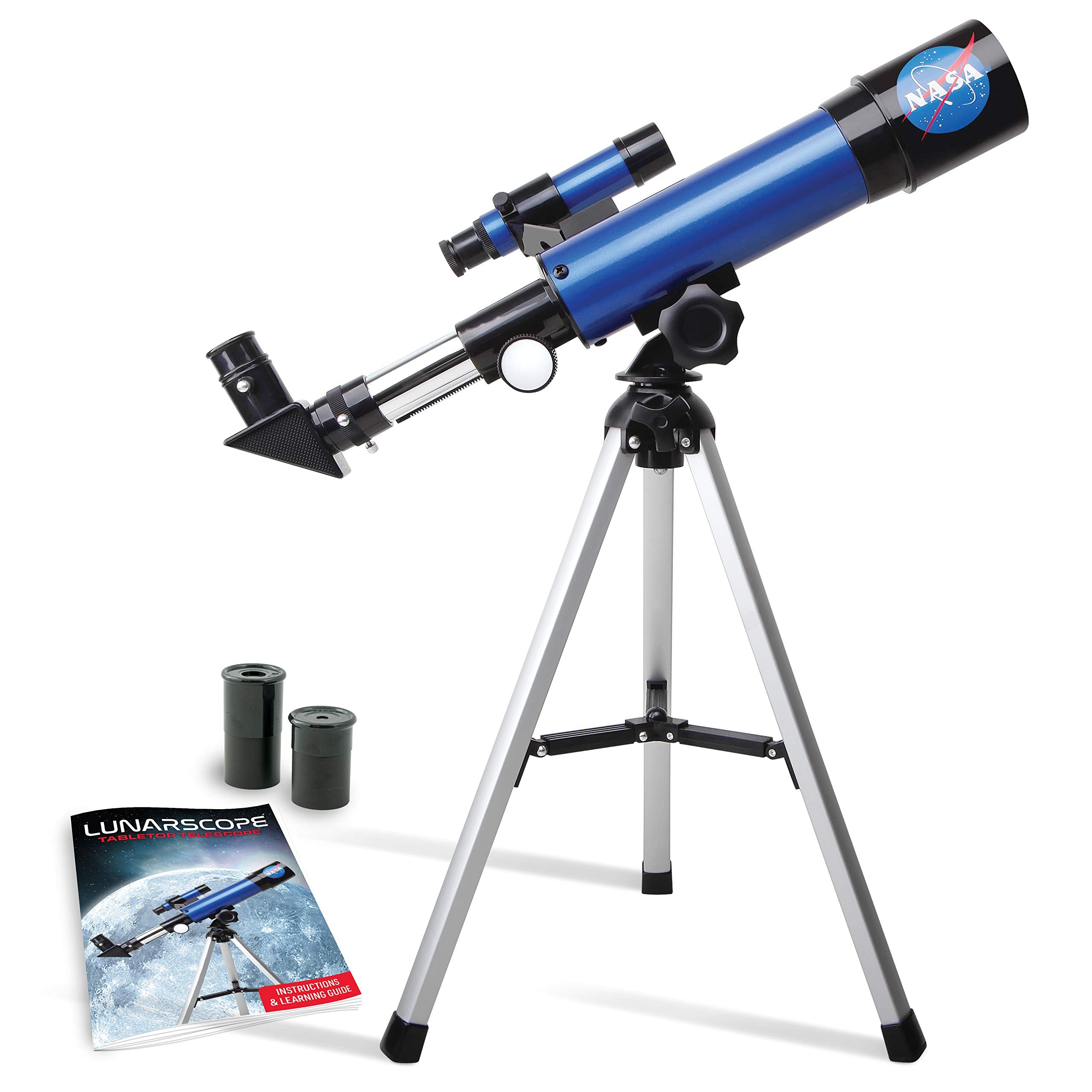 NASA Lunar Telescope for Kids - 90x Magnification, Includes Two Eyepieces, Tabletop Tripod, and Finder Scope- Kids Telescope for Astronomy Beginners, Space Toys, NASA Gifts ( Exclusive)