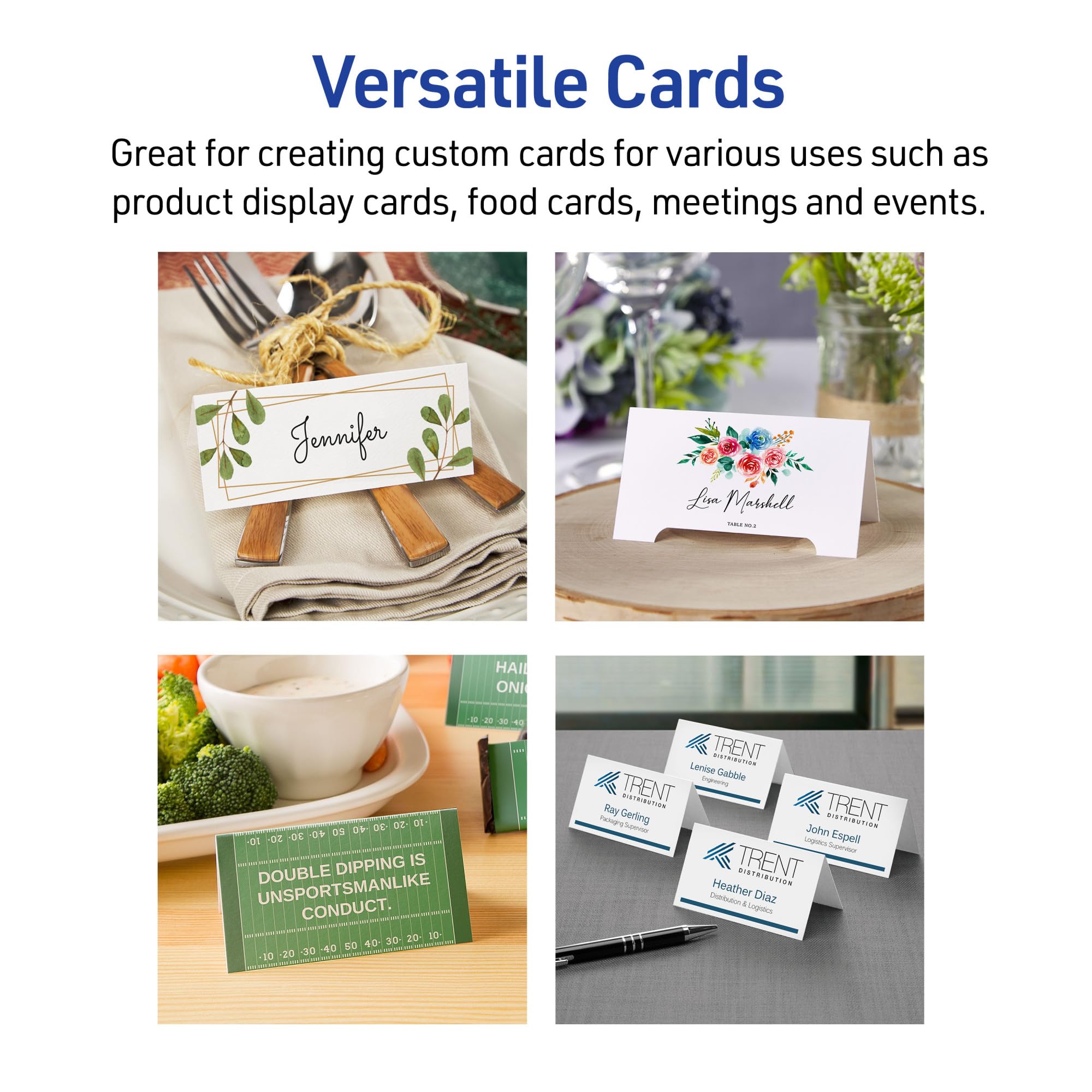 Avery Printable Tent Cards with Sure Feed Technology, 2" x 3.5", White, 160 Blank Place Cards for Laser or Inkjet Printers (5302)