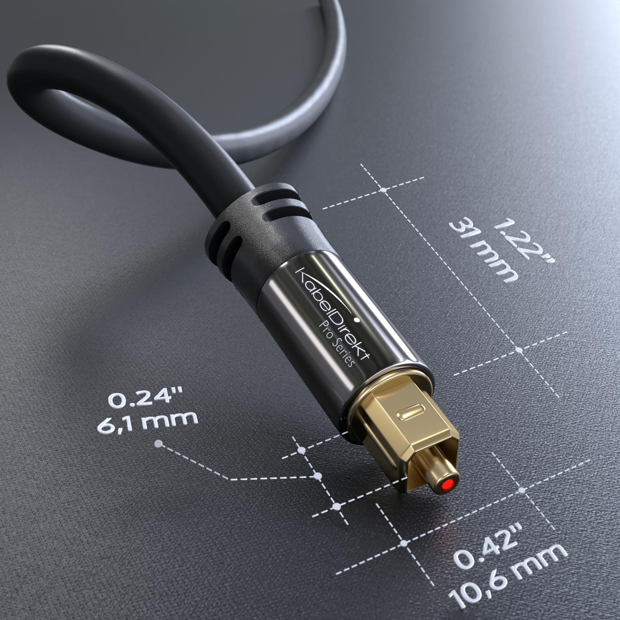KabelDirekt TOSLINK – Optical Audio Cable – 6ft – Fiber Optic Cord, S/PDIF Digital Audio Optical Cable for Soundbar, Stereo Systems, Home Cinema, Xbox One/PS4 – Designed in Germany