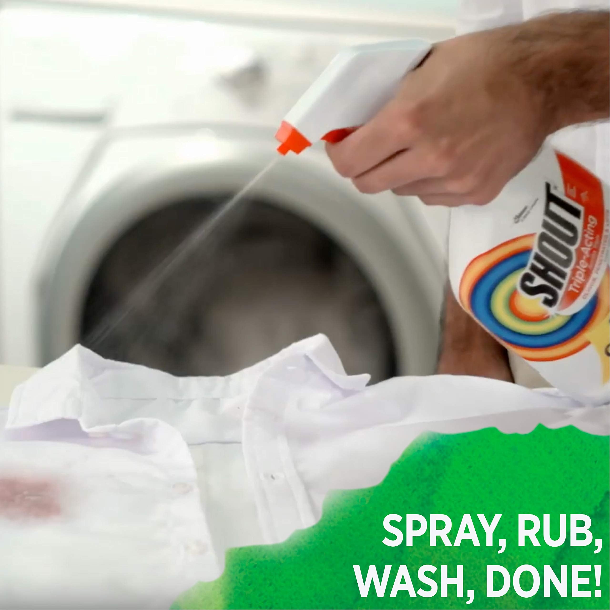 Shout Active Enzyme Laundry Stain Remover Spray, Triple-Acting Formula Clings, Penetrates, and Lifts 100+ Types of Everyday Stains - Prewash Spray 22oz