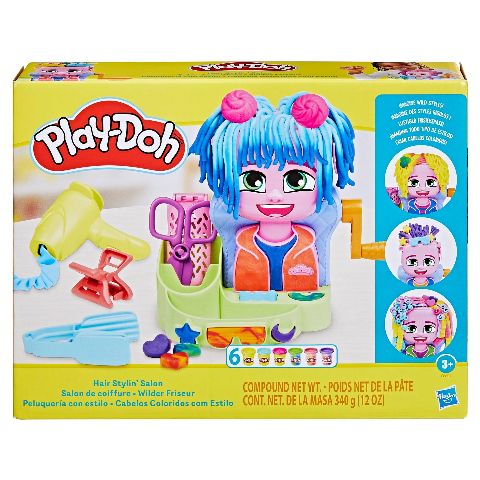 Play-Doh Hair Stylin' Salon Playset with 6 Cans, Pretend Play Toys for Girls and Boys Ages 3 and Up
