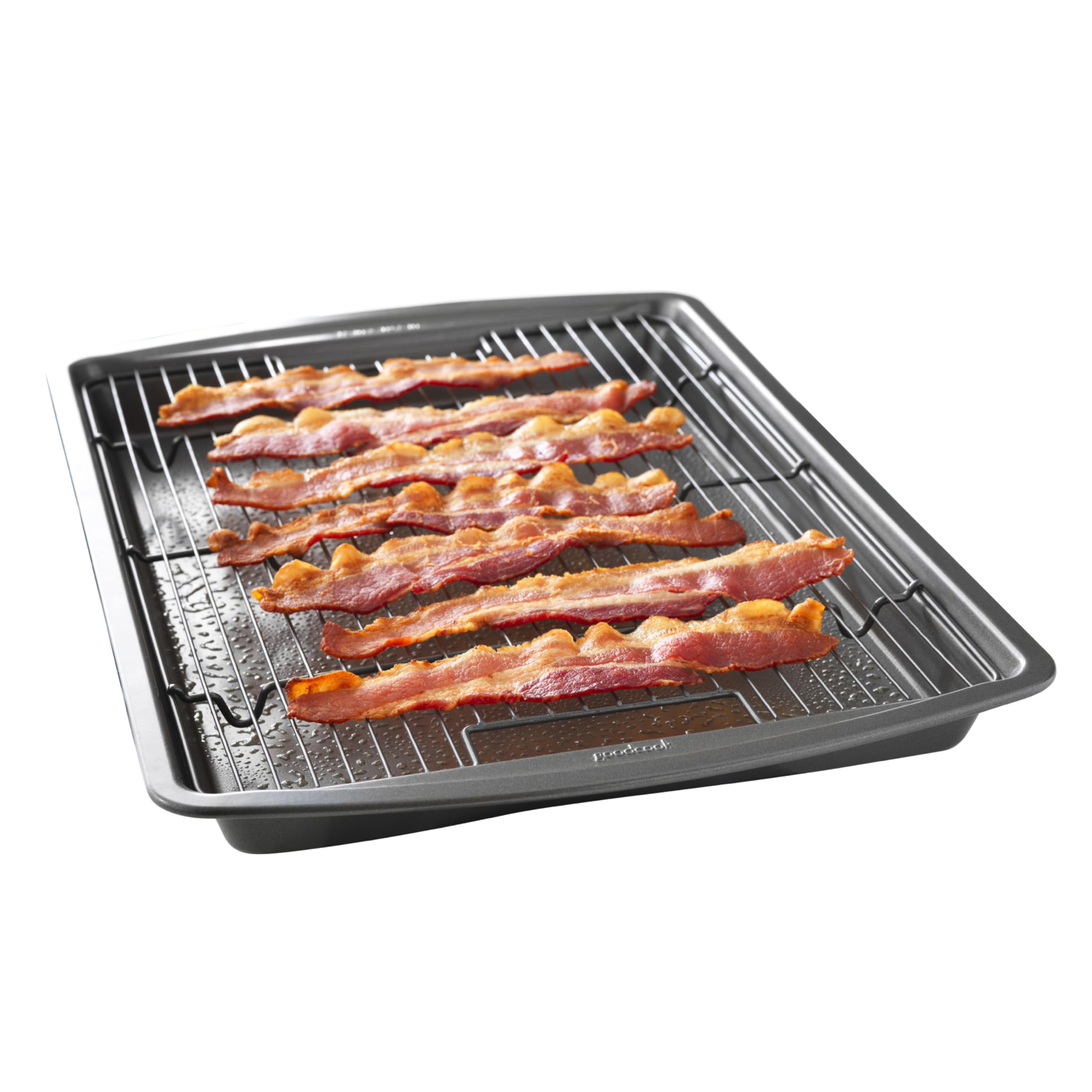 GoodCook 38,1 x 26,7 cm Antihaft-Backblech aus Karbonstahl mit erhöhtem Drahtrost – Pizza Crisper, Knuspriger Speck, Mehrzweck-Backblech, Kühlgitter, Küchengeschirr-Set, Spülmaschinenfest
