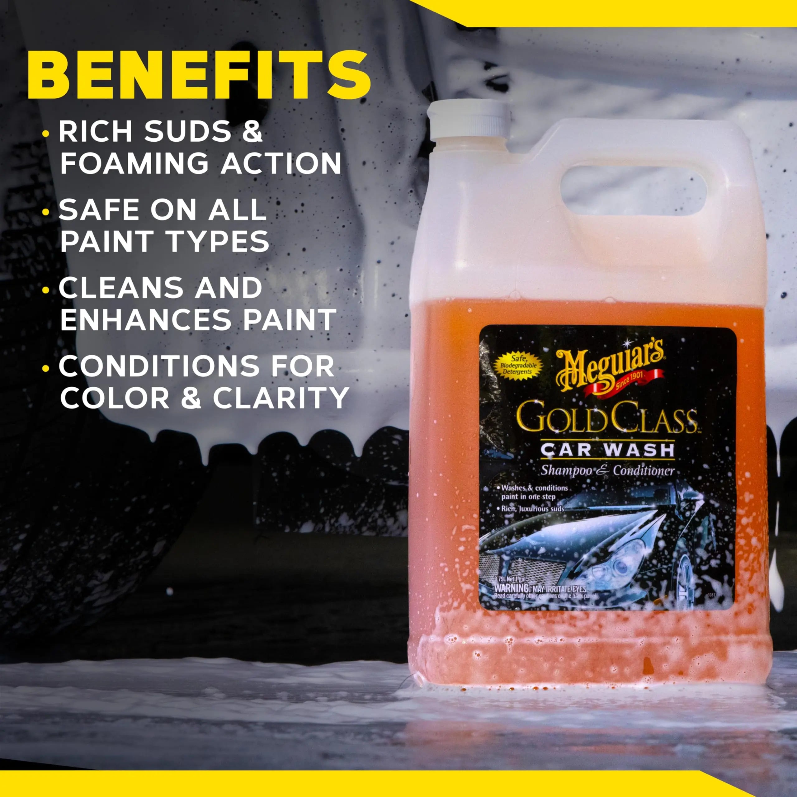 Meguiar's Gold Class Car Wash, Car Wash Foam for Car Cleaning - 1 Gallon Container