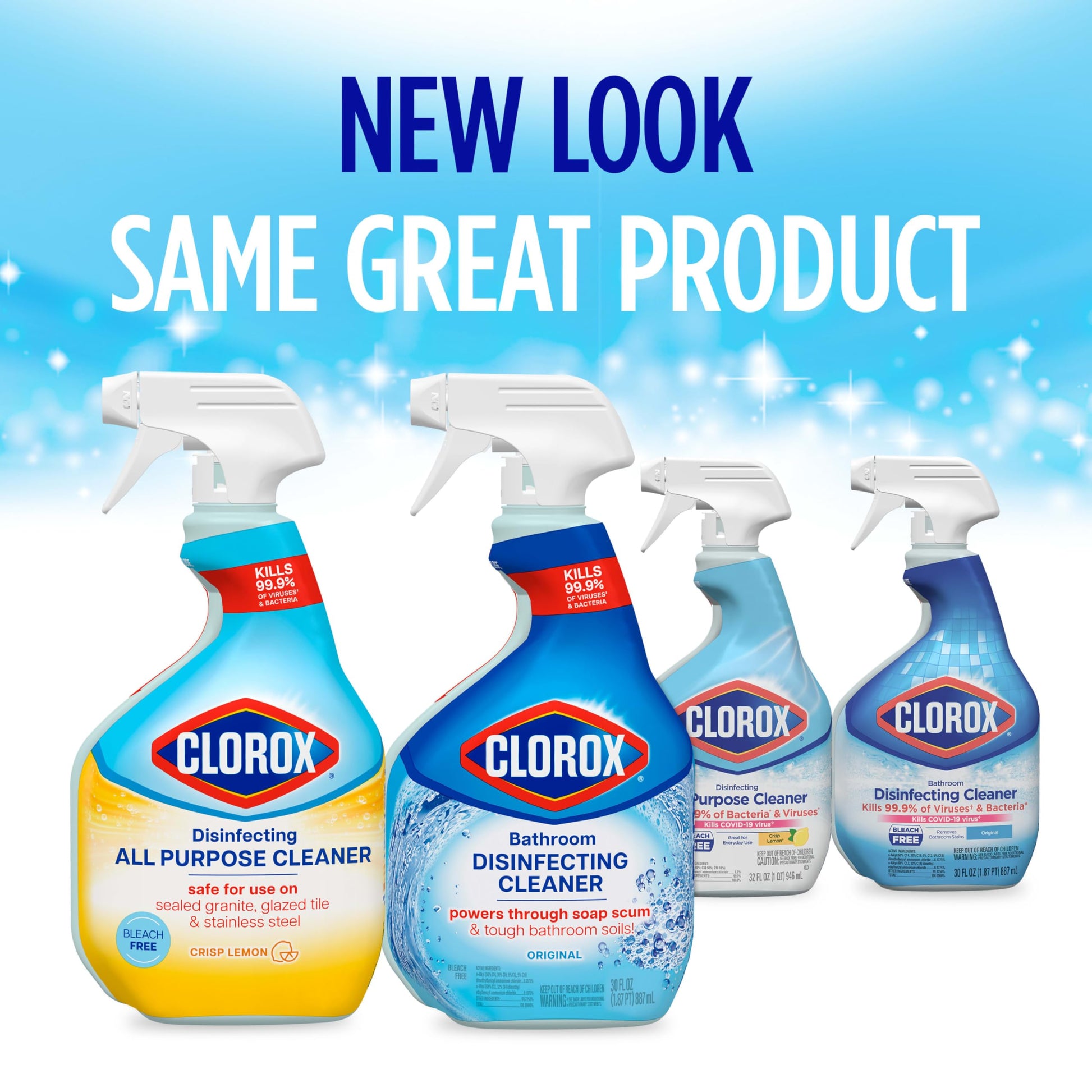 CLOROX Disinfecting All-Purpose Cleaner 32 Oz and Disinfecting Bathroom Cleaner, Household Essentials, 30 Oz, Pack of 3