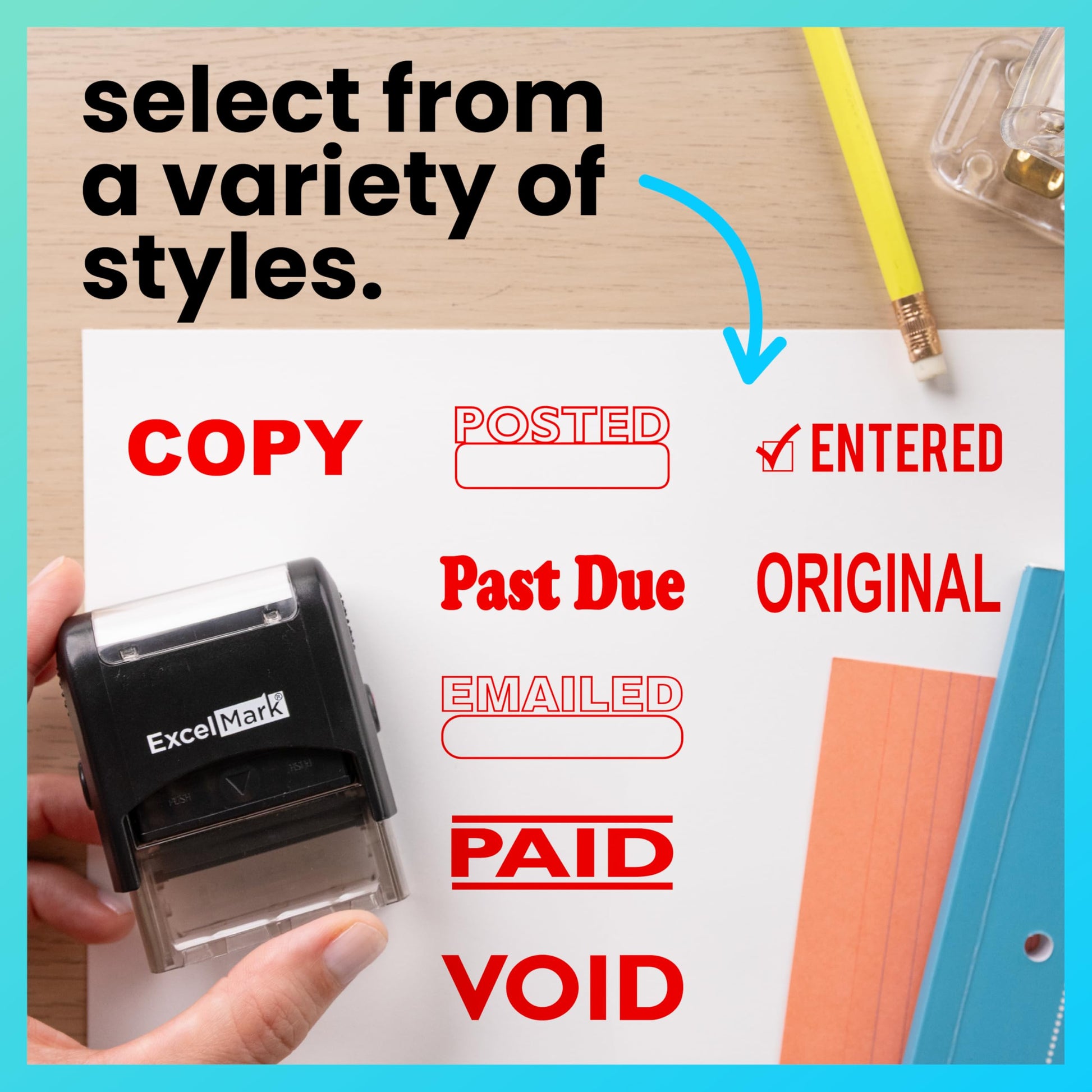 ExcelMark Paid Self Inking Rubber Stamp - Red Ink