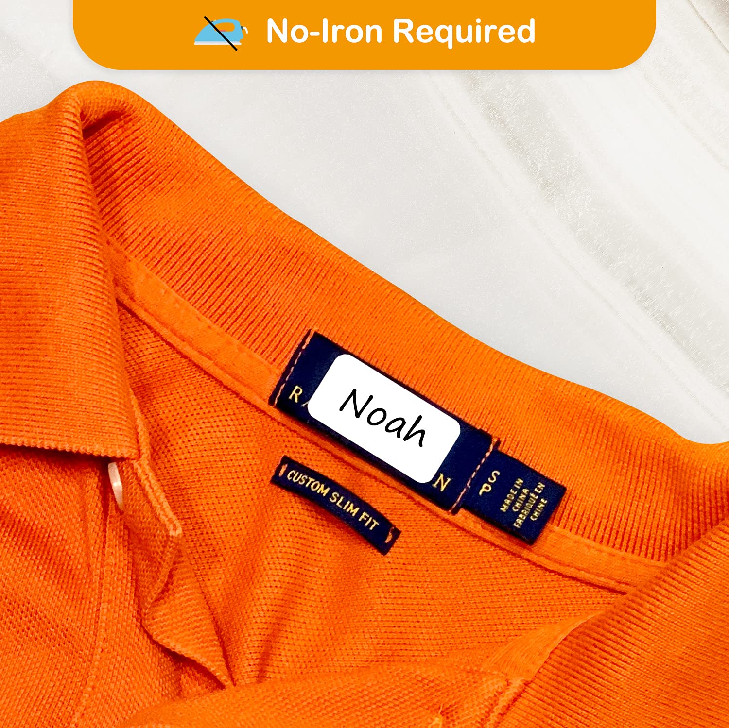 All Purpose No-Iron Kids Clothing Labels, Self-Stick Write-On Fabric Labels for Camp, School, Daycare, Nursing Care, Toys, Organizing, Washer & Dryer Safe, Pack of 80