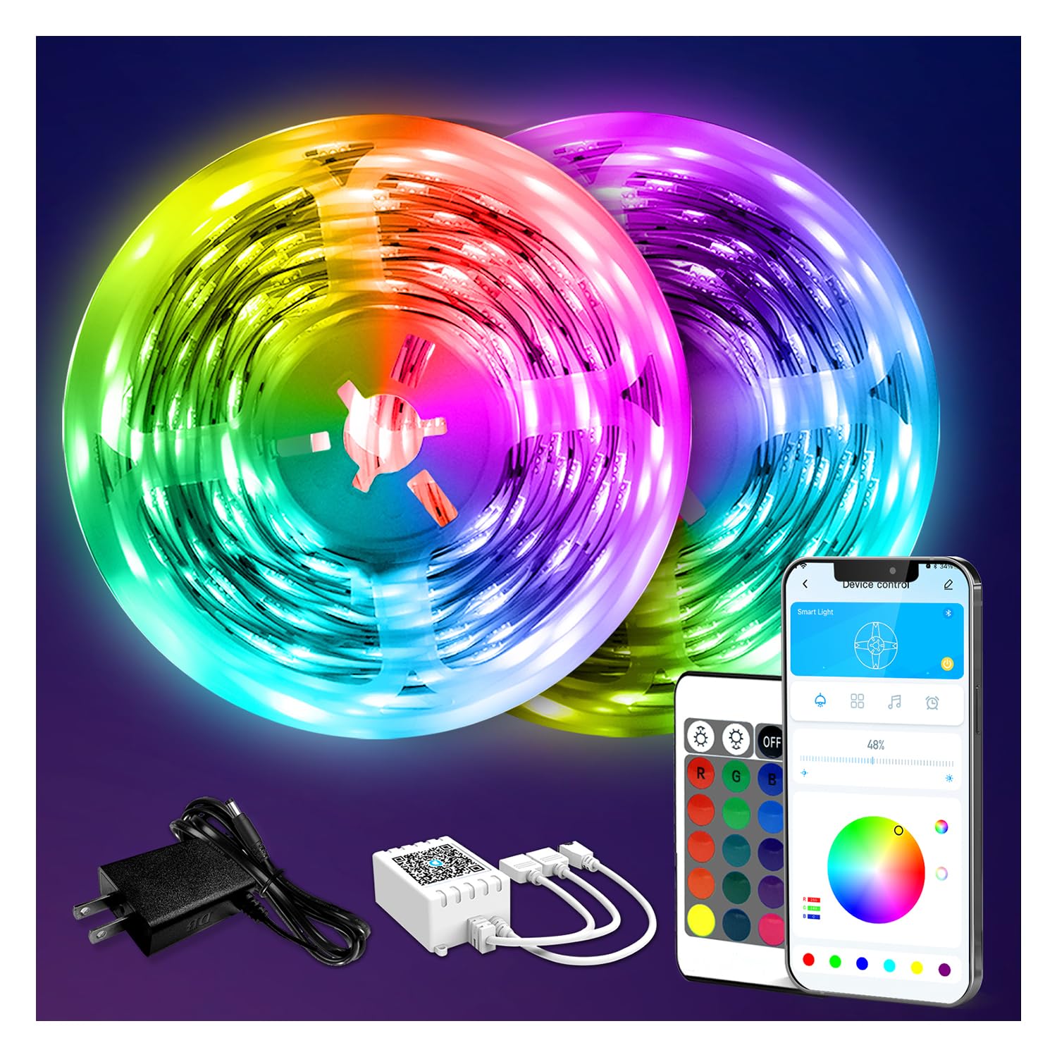 DAYBETTER LED-Lichtstreifen 39,6 m, Lichtleiste für Schlafzimmer, Schreibtisch, Innenräume, Schlafzimmer, Geburtstagsgeschenke, RGB-Dekor mit Fernbedienung und 24-V-Netzteil
