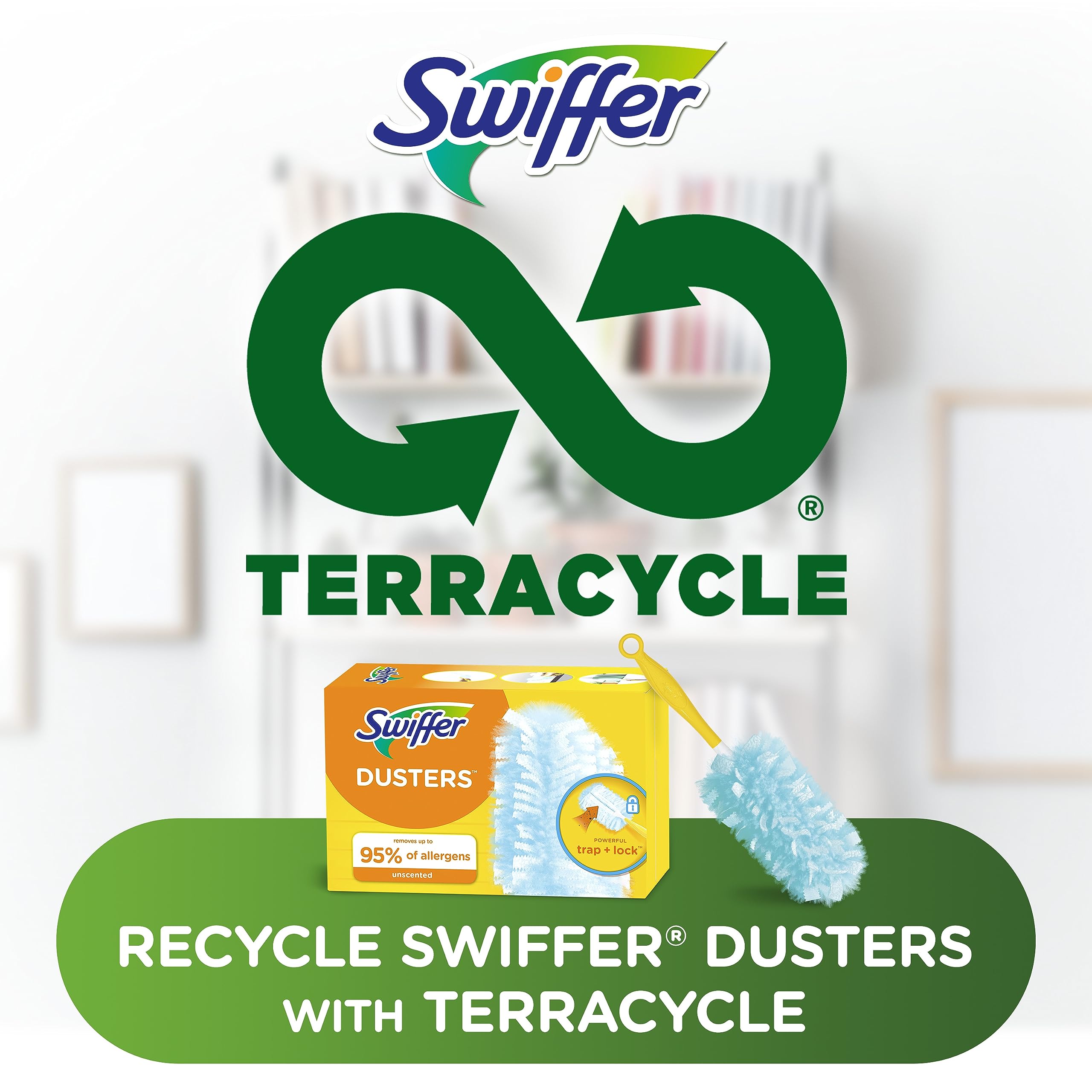 Swiffer Dusters Refill for Cleaning, Made by SWIFFER, Feather & Microfiber Duster Disposable Alternative, for Dusting Furniture, Blinds, Ceiling Fans, Walls, Helps Remove Allergens, Unscented, 18ct​