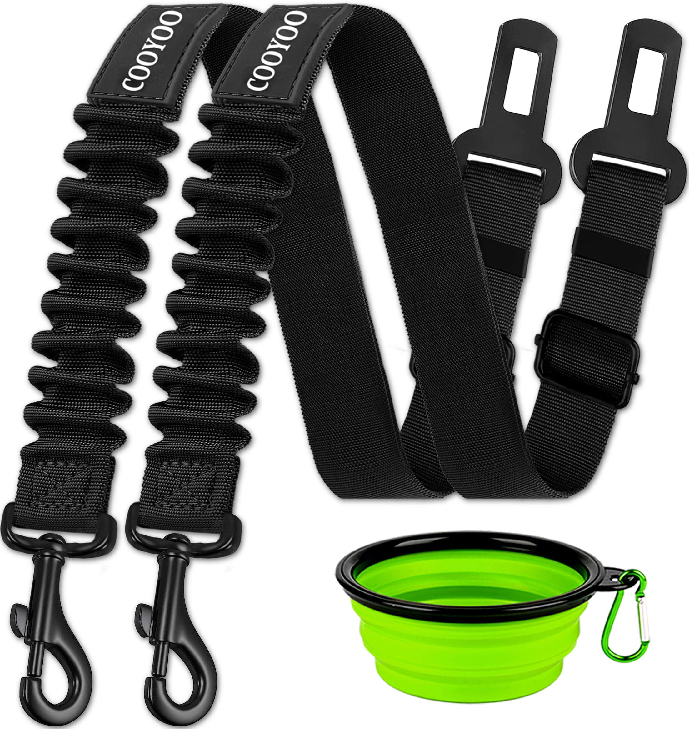 COOYOO Hunde-Sicherheitsgurt, 3-teiliges Set Einziehbarer Hunde-Autogurt Verstellbarer Hunde-Sicherheitsgurt für Fahrzeuge Nylon-Haustier-Sicherheitsgurte Schwerlast & Elastisch