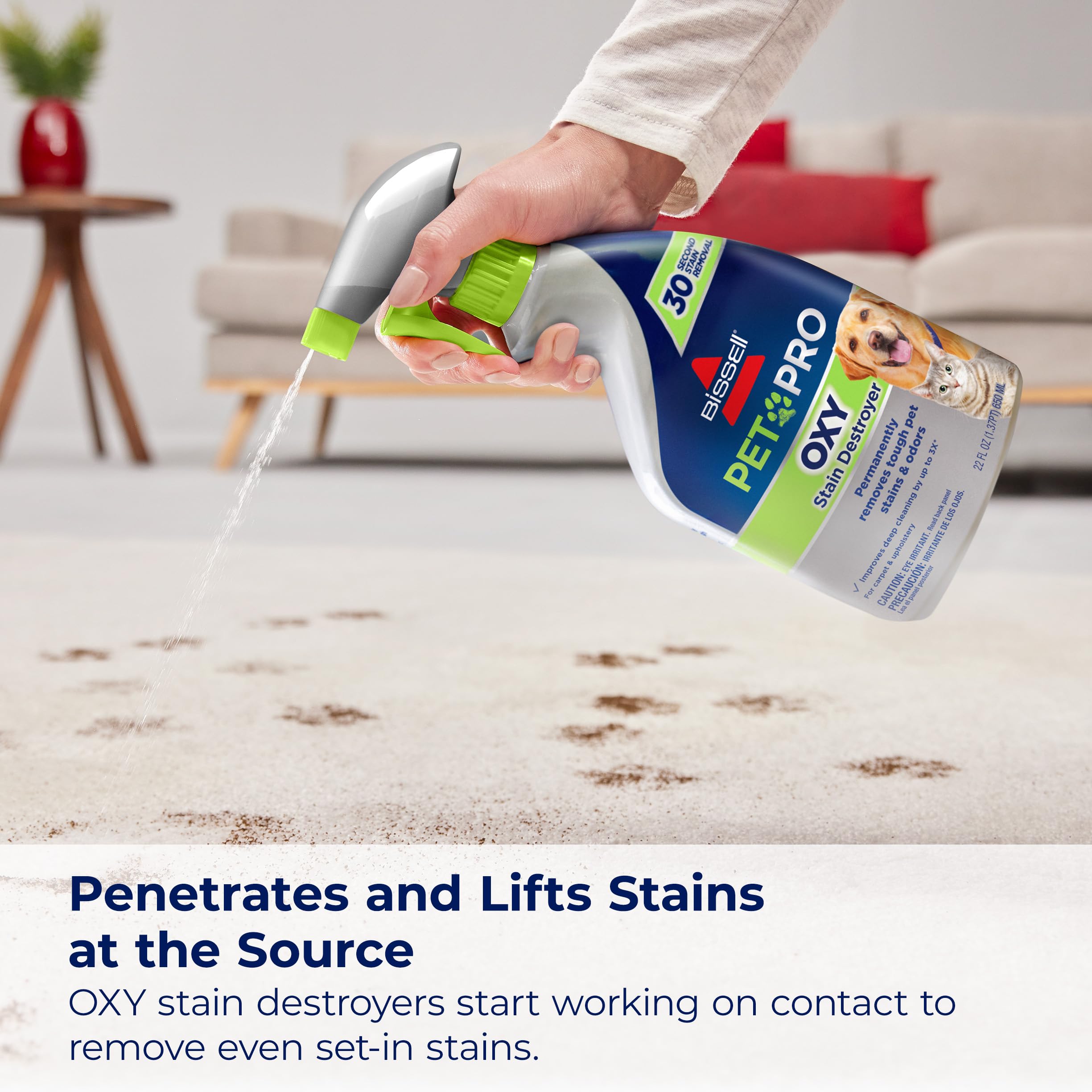 Bissell PET PRO OXY Stain Destroyer for Carpet and Upholstery, 22 oz, 2 pack, 17739