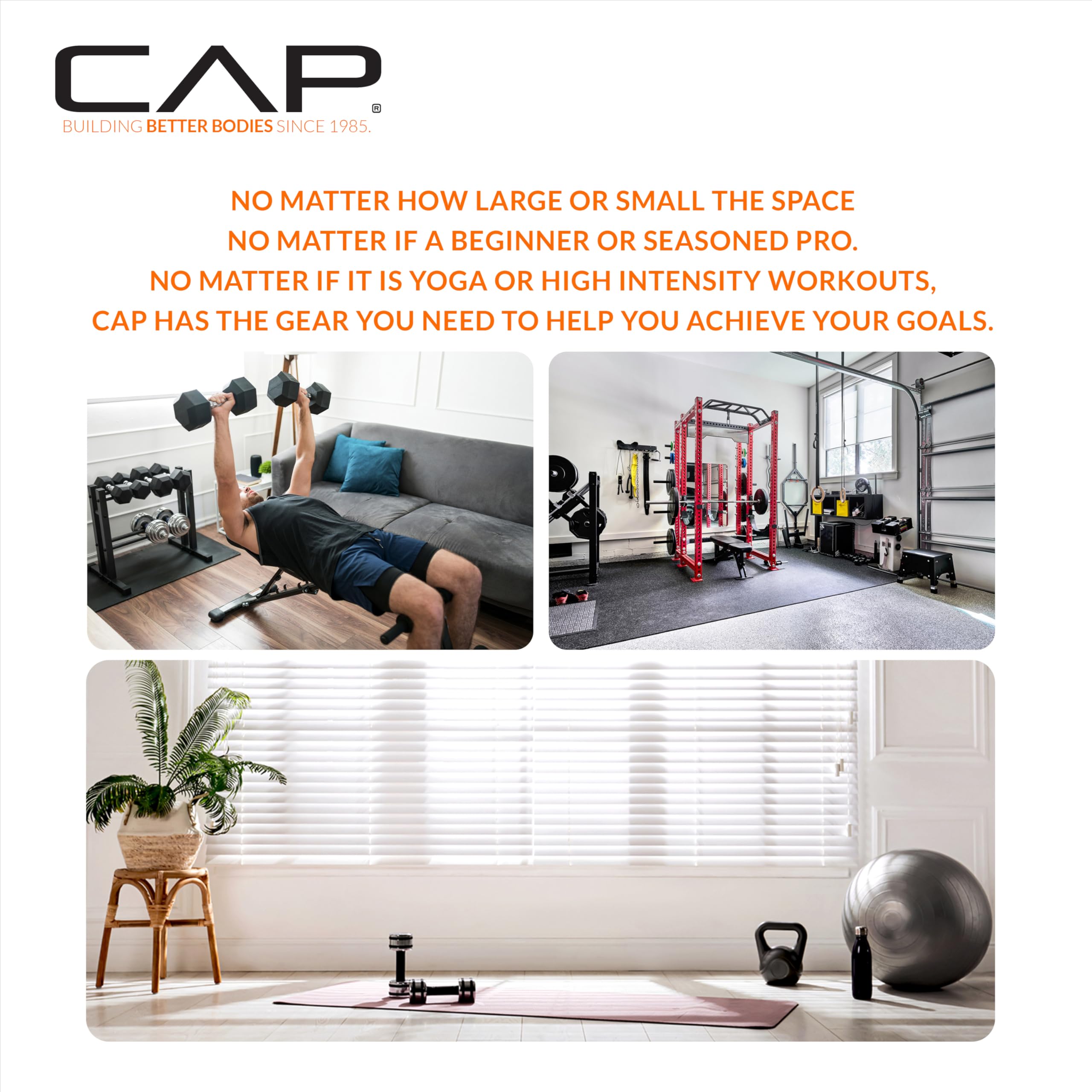 CAP Barbell 15 LB Coated Hex Dumbbell Weight Pair with Black Handle