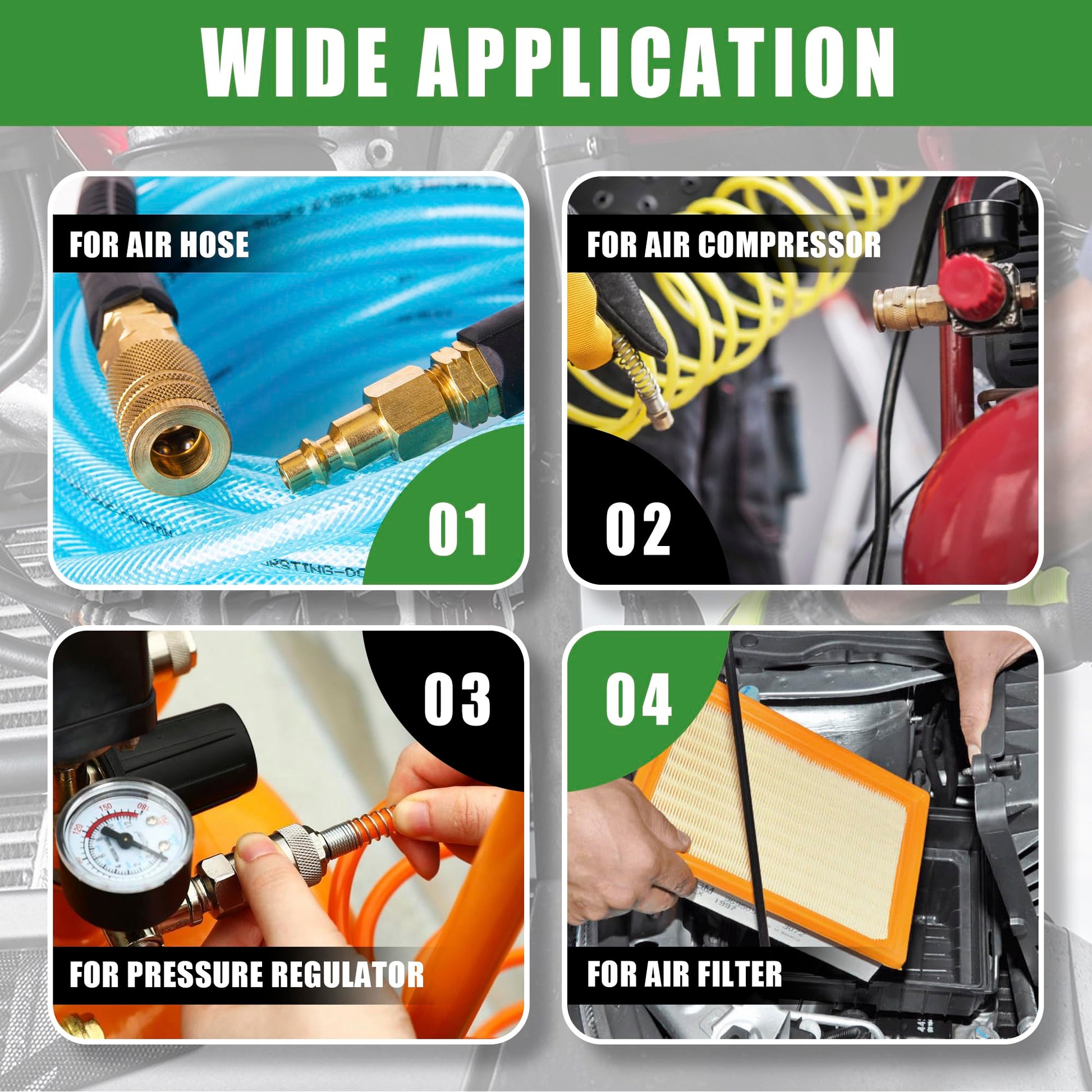 Ailbiuko Air Coupler & Plug Kit,45 Pcs 1/4" NPT Air Tool Fittings Set,Quick Connect Air Hose Fittings Air Compressor Accessories