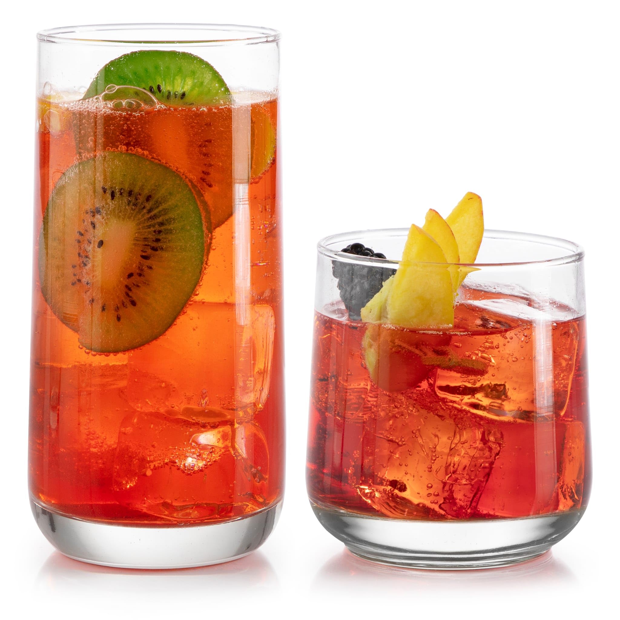 Libbey Ascent Tumbler und Rocks Trinkgläser 16er-Set, Trinkgläser aus Glas mit Wölbung, vielseitiges Glasset für Partys und mehr