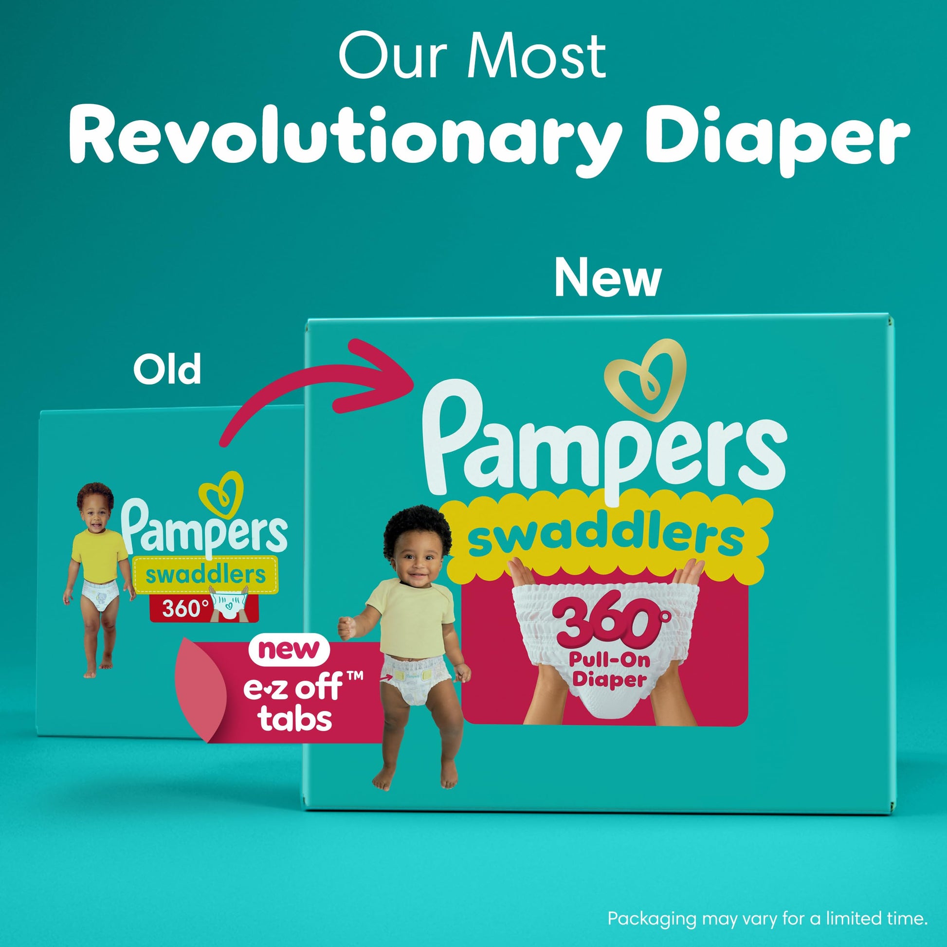 Pampers Diapers - Swaddlers 360° - Size 5, 17 Count, up to 100% Leakproof Comfy Dry Fit, Designed for Easy Changes, Pull On Baby Diaper
