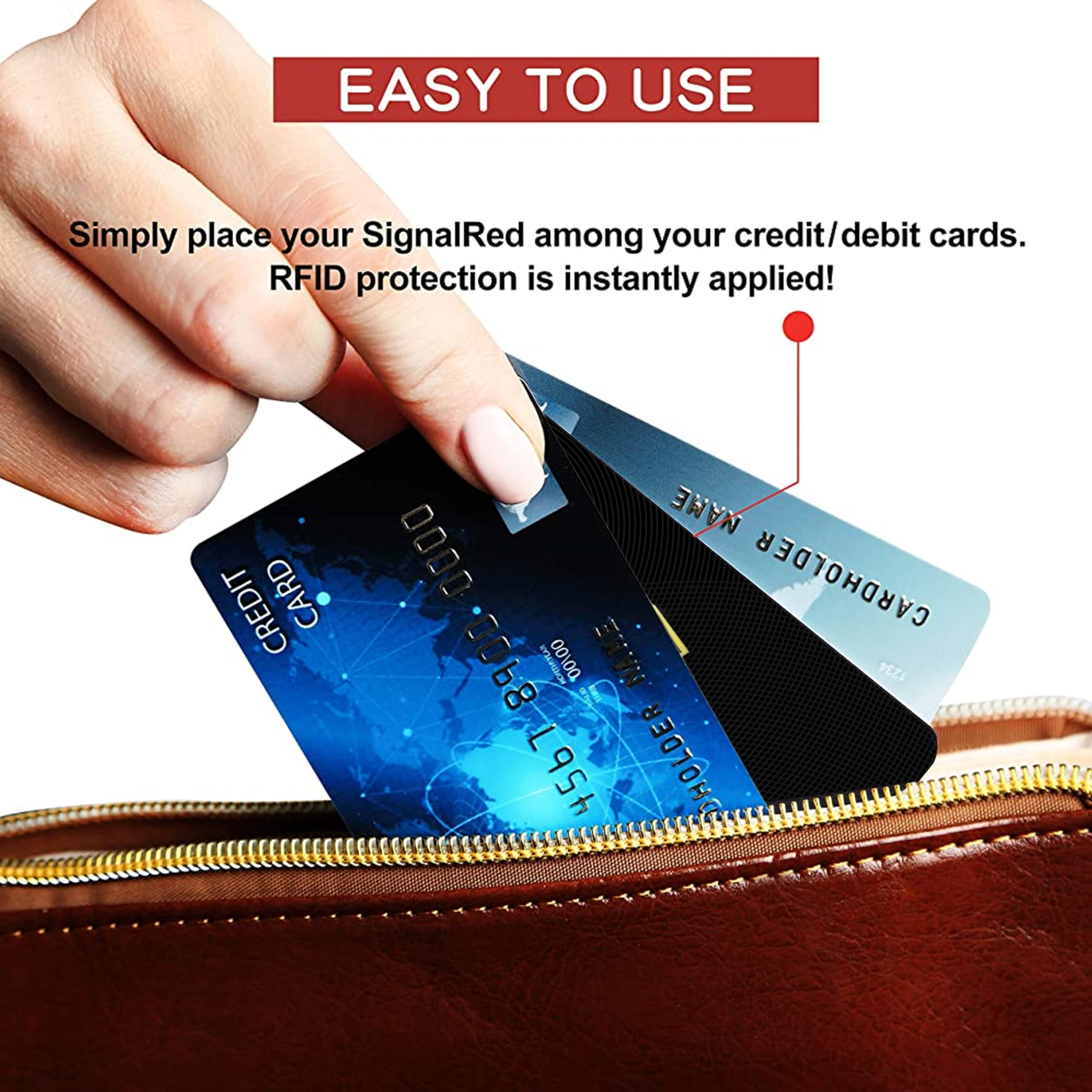SaiTech IT 5 Pack RFID Blocking Card, One Card Protects Entire Wallet Purse, NFC Contactless Bank Debit Credit Card Protector ID ATM Guard Card Blocker–(Black)
