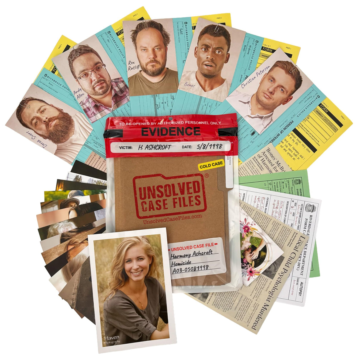 Unsolved Case Files | Ashcroft, Harmony - Cold Case Murder Mystery Game - Can You Solve The Crime? Who Killed Harmony? For Ages 14 and up