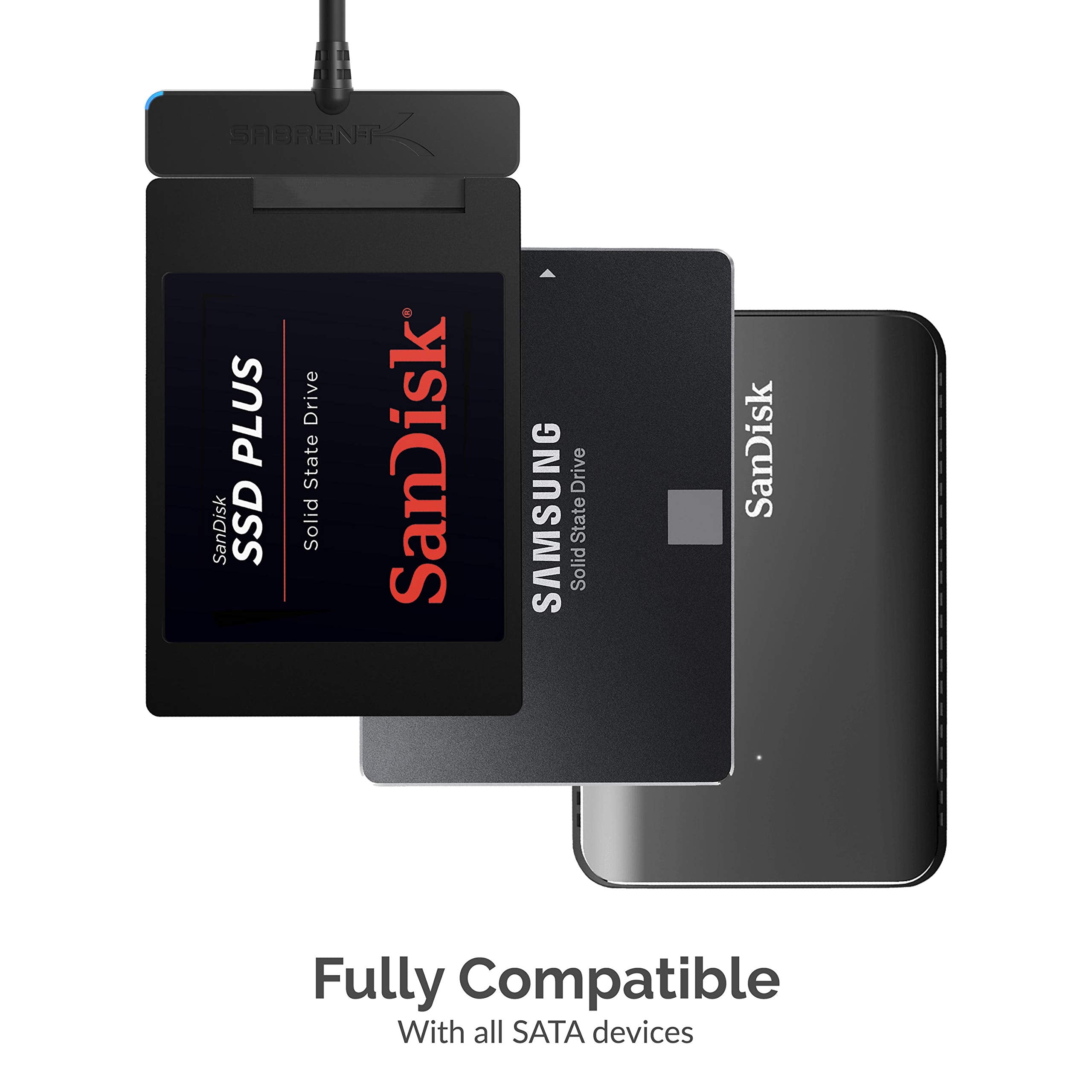 SABRENT SATA to USB Cable - USB 3.0 to 2.5” SATA I/II/III Hard Drive Adapter - External Converter for SSD/HDD Data Transfer (EC-SSHD)