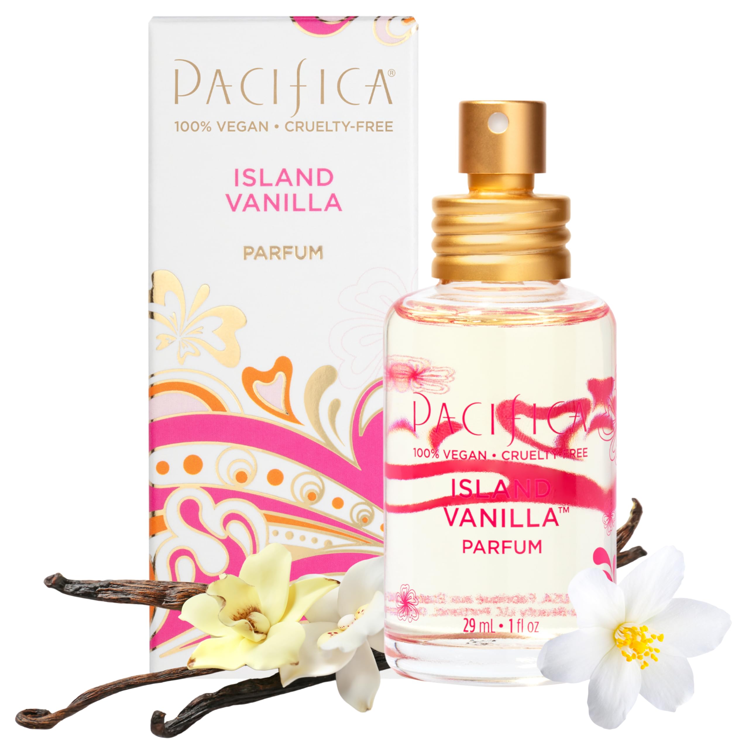 عطر فانيليا باسيفيكا آيلاند - عطر فانيليا نظيف للنساء - رائحة استوائية دافئة - عطر يدوم طويلاً بجمال نظيف وغير سام، نباتي ولم يتم الإساءة إلى الحيوانات في تصنيعه، بخاخ بحجم 1 أونصة مناسب للسفر
