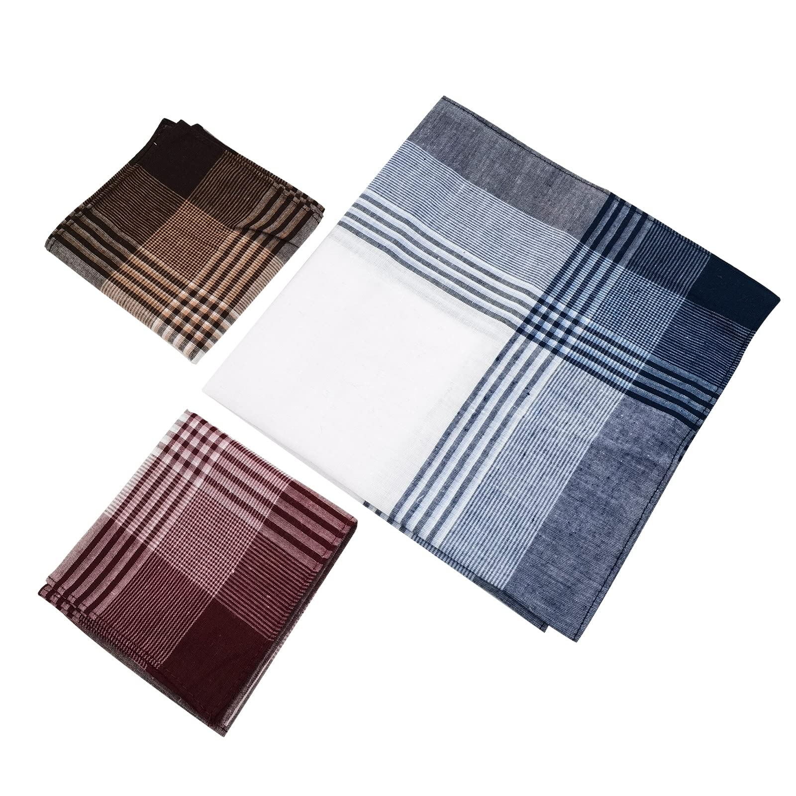 emlstyle Men's Handkerchiefs 100% Cotton Handkerchief with Check