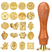 Wax Seal Stamp Kit, 21Pcs Draupnir Wax Stamp Seal,Vintage Classic Sealing Wax Stamp Head with Wooden Handle for Party Wedding Invitation Cards Envelopes Gift Wrapping Letter (20 Patterns)