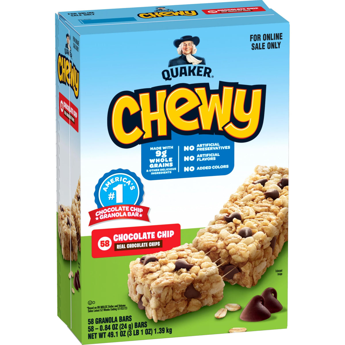 Quaker Chewy Müsliriegel, Schokochip, 58 Stück – Verpackung kann variieren