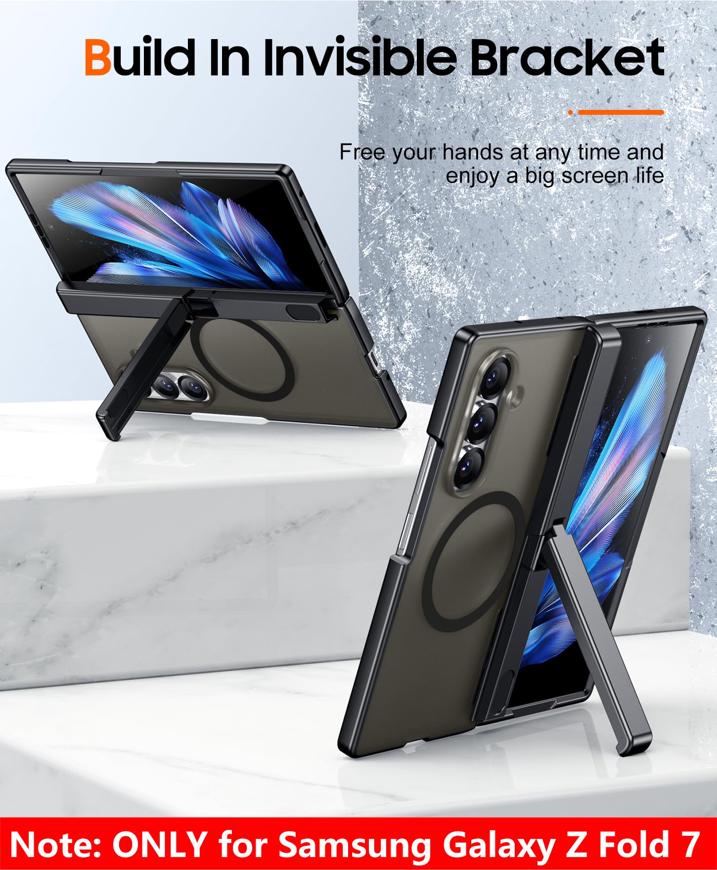 SPIDERCASE Only Designed for Samsung Galaxy Z Fold 7 Case,Built-in [Screen Protector] [Hinge Protection] [Kickstand] Full Body Protective Phone Case for Galaxy Z Fold 7 - Black