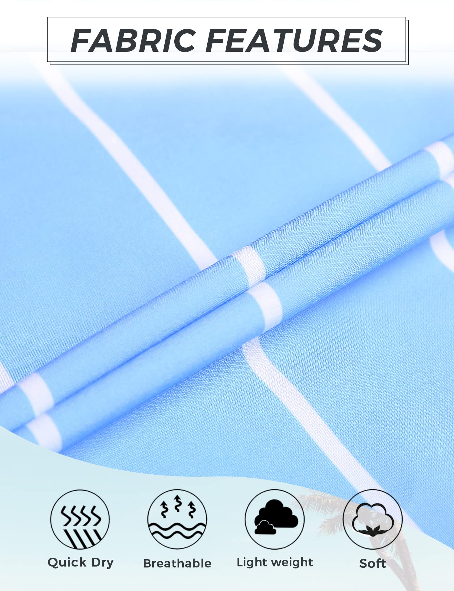 ELETOP Men's Swim Trunks Quick Dry Bathing Suit Swimming Board Shorts Mesh Lining Beach Swimwear Stripe Blue L