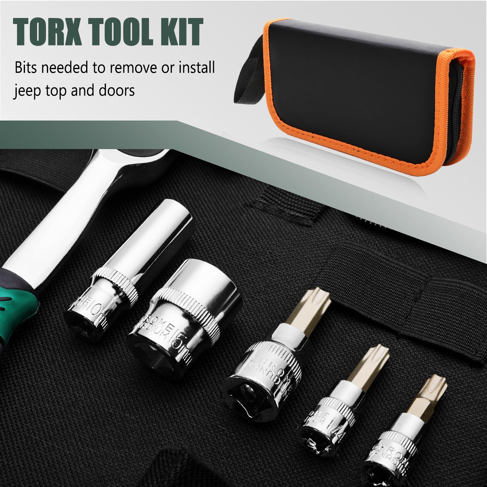 Xislet Removal Tool Kit Compatible with 2007-2024 Jeep Wrangler JL JLU JK JKU & Gladiator 2-4 Doors and Top Installation Torx Tool Kit Replace 82214166AB 68361574AB/AC